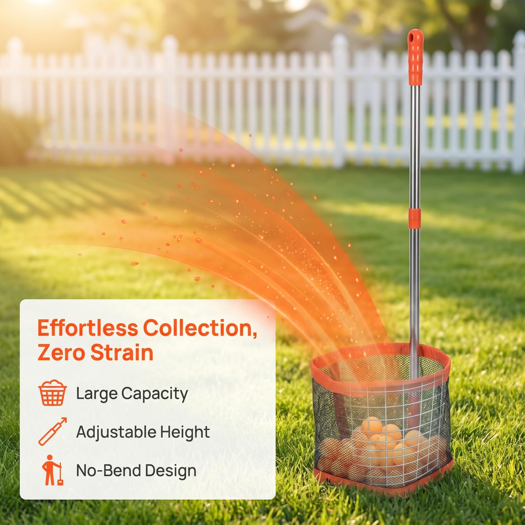 Kosz do zbierania piłeczek do ping-ponga z górnym uchwytem: Zbieracz piłeczek do tenisa stołowego z regulowanym prętem - lekki, pojemny kosz do przechowywania, do ćwiczeń, treningów i na
