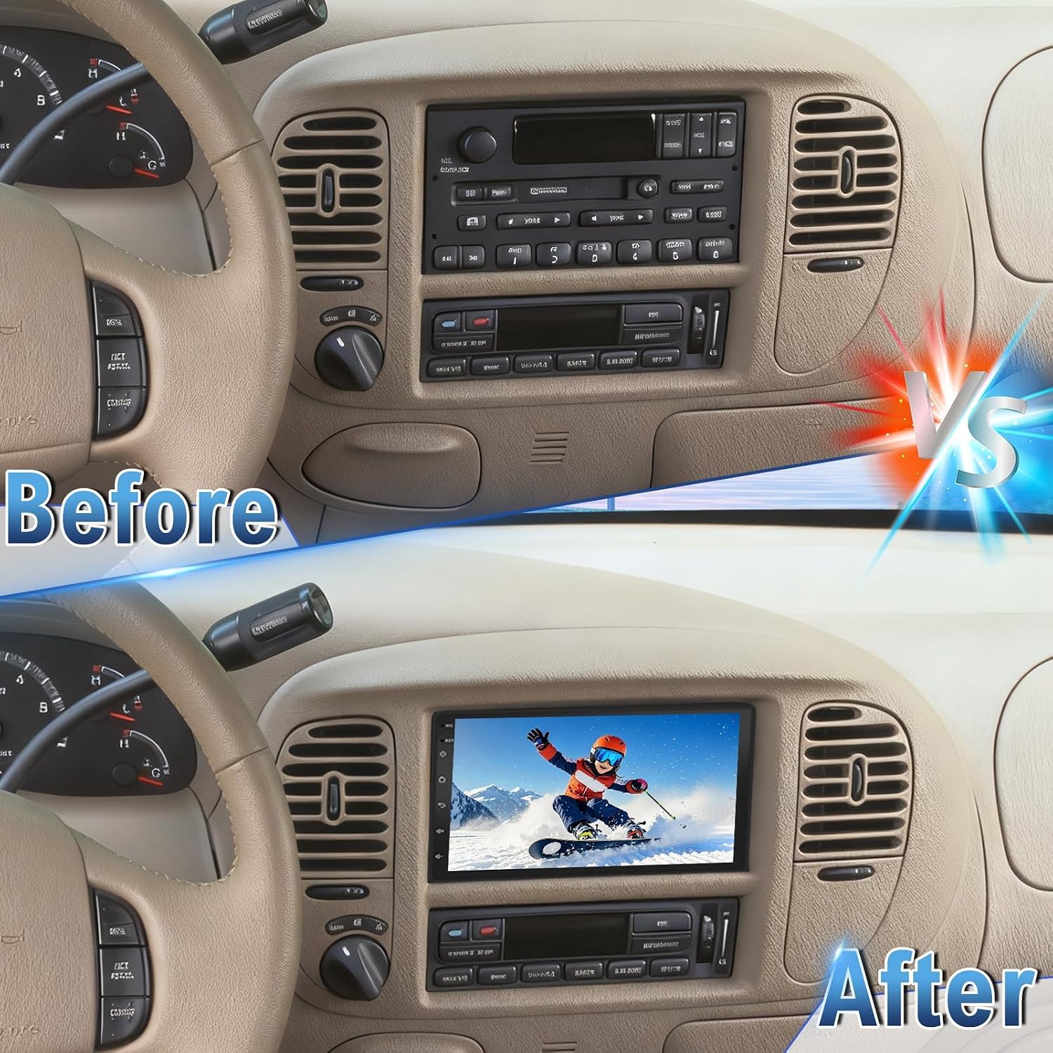 Radio de coche Android 14 2 + 32 G para Ford Expedition 1998-2002