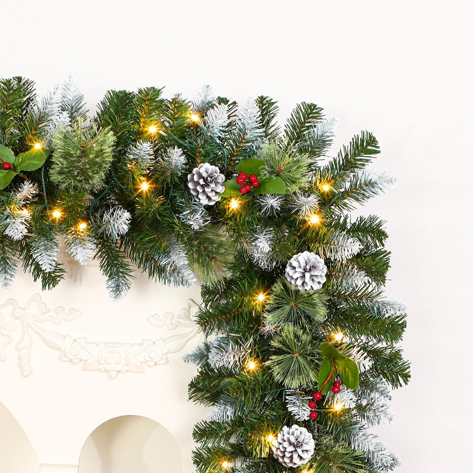 Ghirlanda di bacche rosse di Natale, ghirlanda di semi artificiali