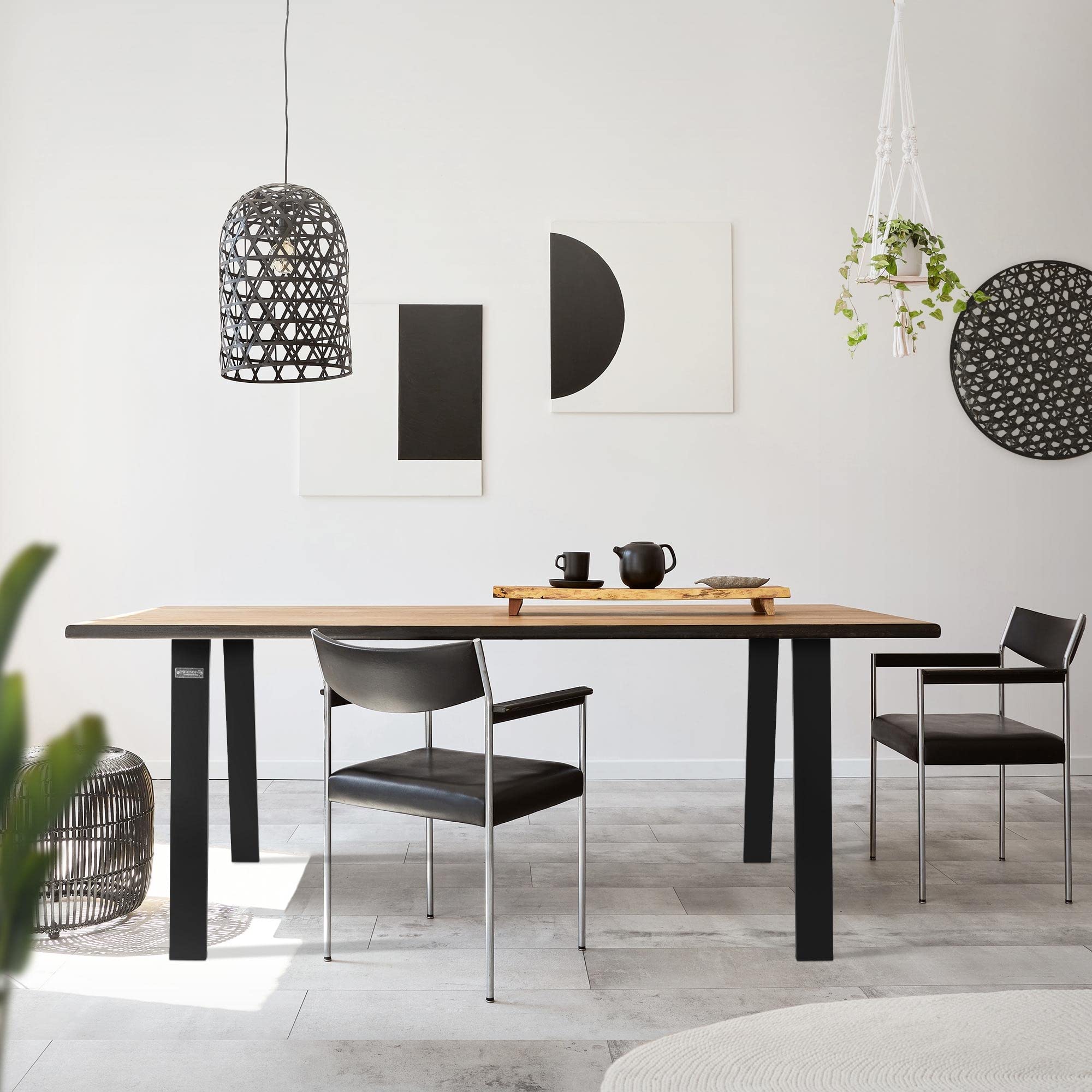 ML-Design 2X Patas de Mesa Loft 75 x 72 cm Soporte Negro Mate de Acero Inoxidable Bastidor para Mesa de Centro Base de Tablero Sostén para Esctritorio Pie Armazón Velador Marco Diseño Industrial
