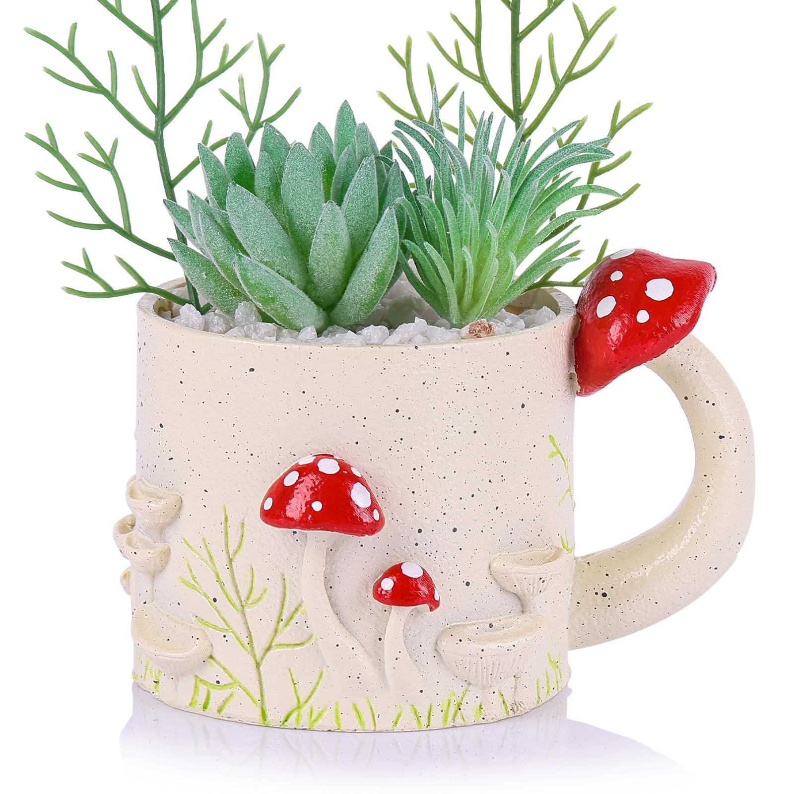 oliruimCute Mushroom Decorative Flower Pot, Unique Colorful Abstract Planter with Drainage, Succulent Pot for Indoor Plants, Mushroom Home Decor (Mushroom Flower Pot)