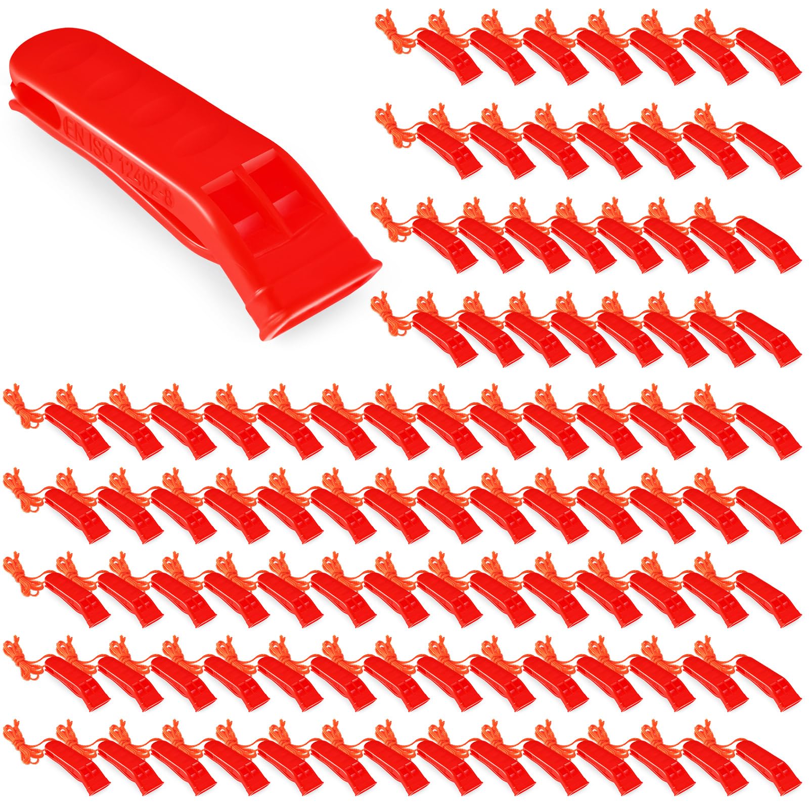 Sotiff 100 Pieces Emergency Whistles with Lanyard
