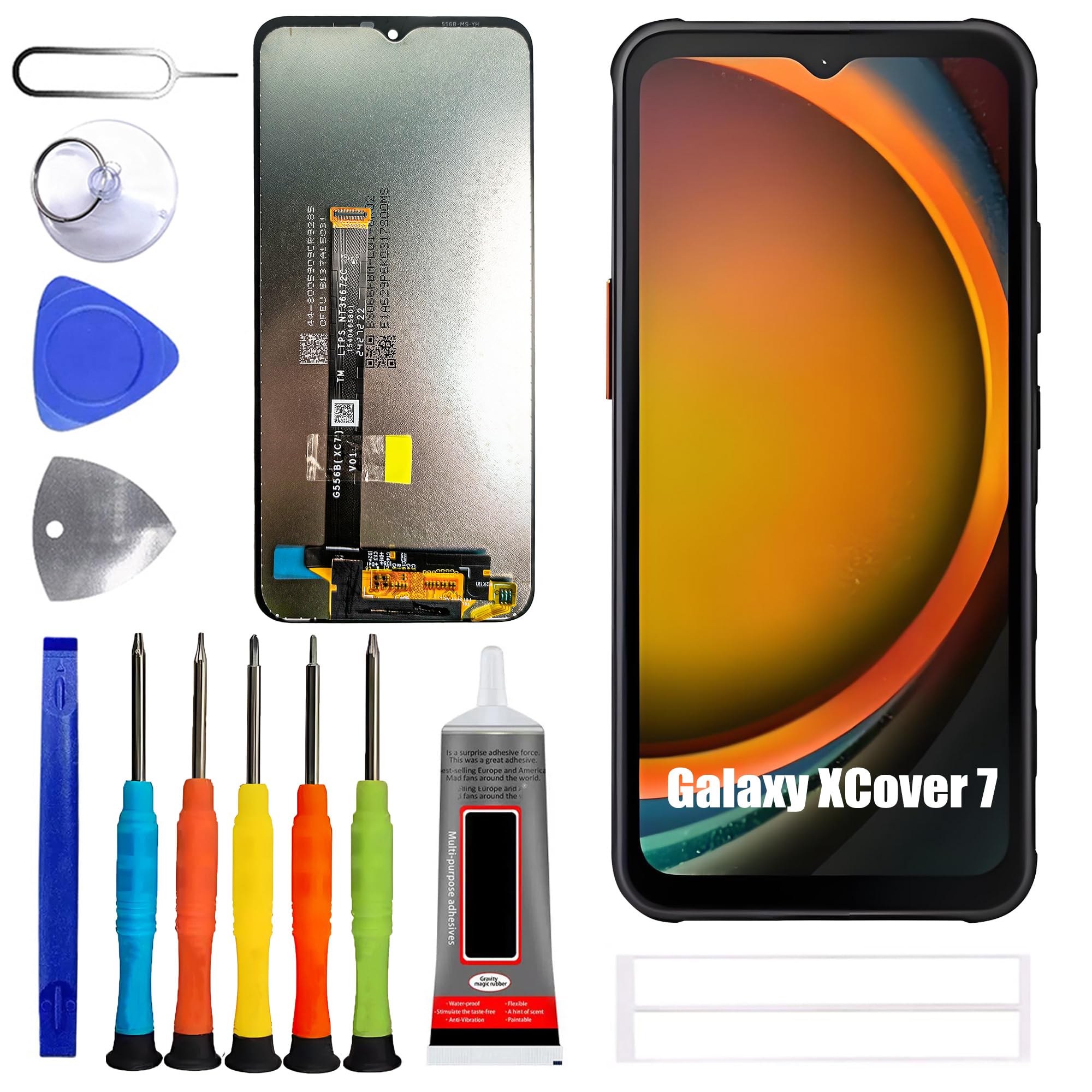 Écran LCD pour Samsung Galaxy X Cover 7 SM-G556B, SM-G556BU1, SM-G556B/DS [avec empreintes digitales] [6,6 pouces] Écran tactile LCD numériseur avec jeu d'outils