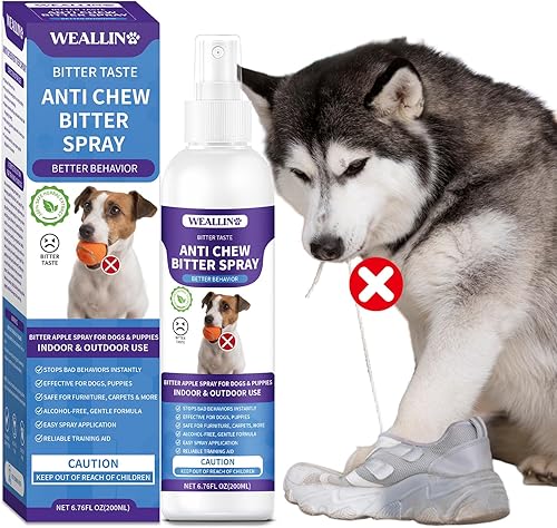 Spray mejorado sin masticar para perros, 6.76 onzas líquidas de manzana amarga para perros, deja de masticar y lamer, el espray disuasorio para