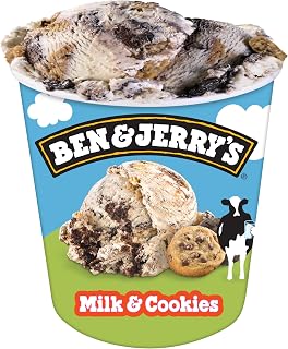 Ben & Jerry's Milk & Cookies Ice Cream: Vanilla Pint with Chocolate Cookie Swirl, Chip & Double Chocolate Cookies - 16oz
