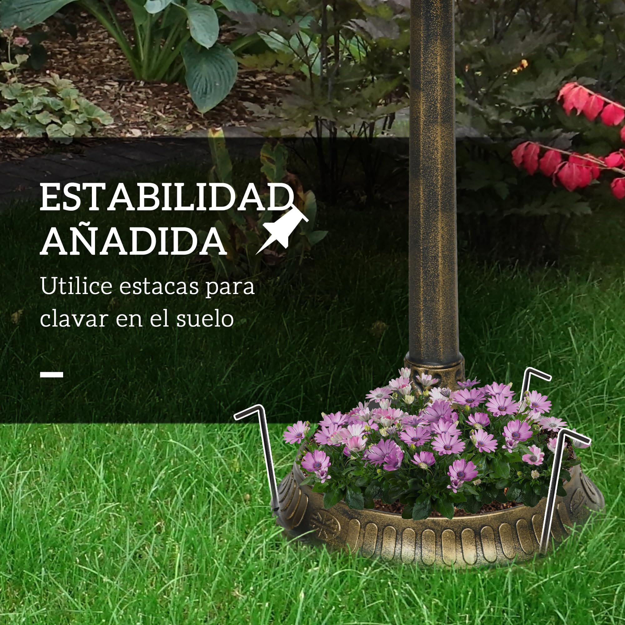 Outsunny Baño para Pájaros de Jardín Exterior, Altura 72 cm, Comedero para Pájaros con Diseño Retro y Elegante, Resistente a la Intemperie y Ligero, Bebedero para Aves al Aire Libre, Bronce