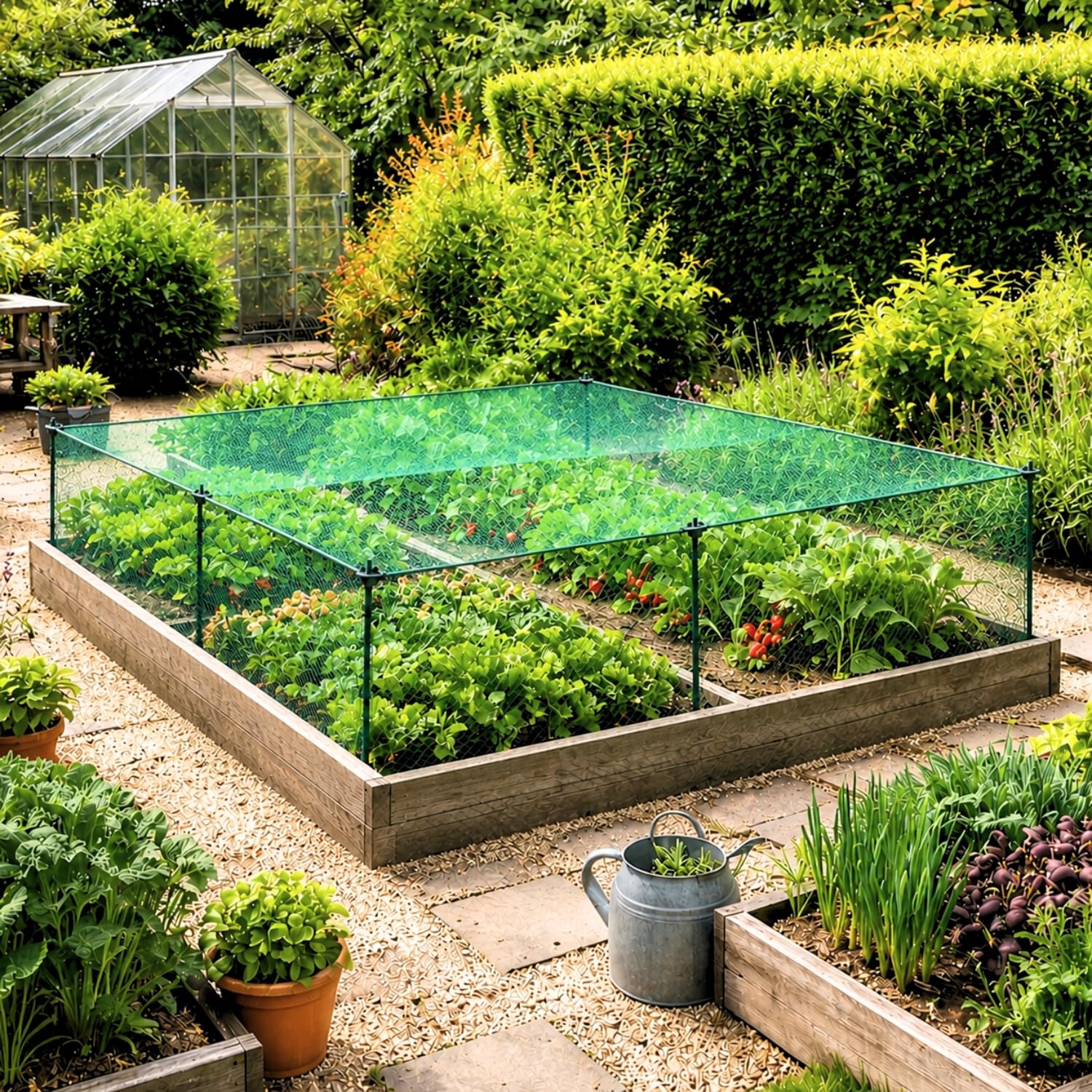 GardenSkill Fruit Cage with Garden Netting 2.4x0.65m H | Modular Bird Mesh Plant Protection Frame Vegetable Cover for Raised Bed Allotment | Outdoor Grow House Cloche for Tomato Strawberry Seedling