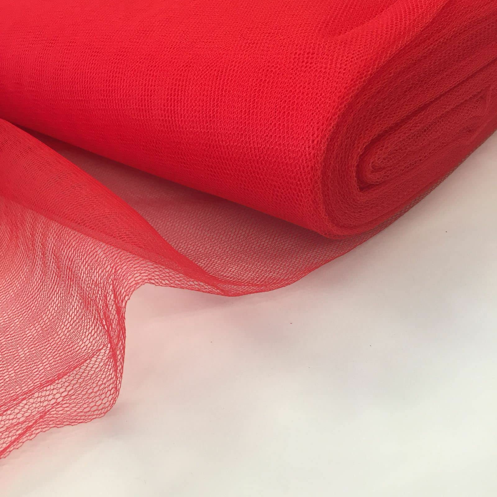 Red Dress Net 140Cm Tulle, Dancewear, Bridal, Veil, Fancydress, Door Bows (Per Metre) (Red)