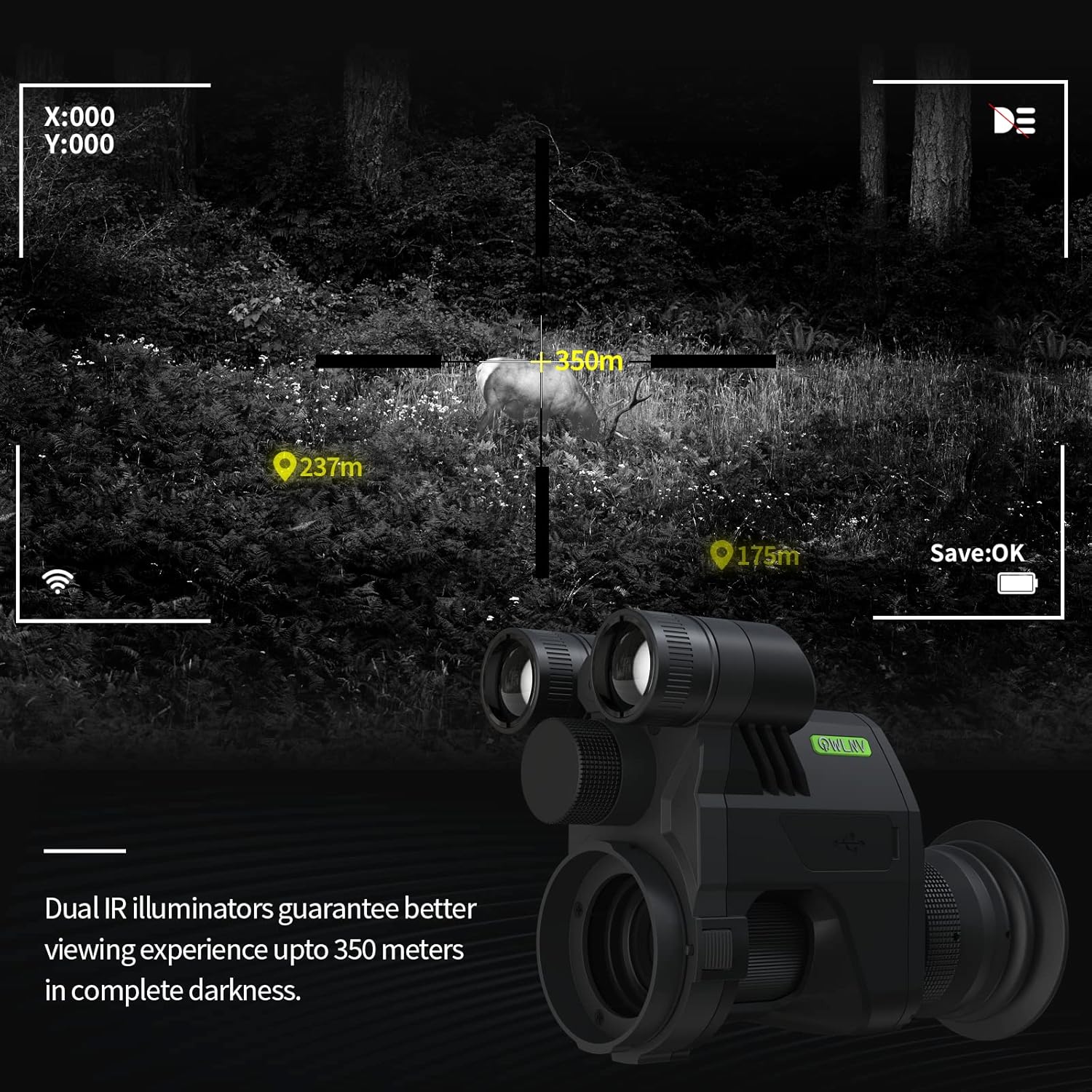 Clip On Night Vision Scope – 1080P Digital Infrared Attachment for Rifle Scopes, 850nm & 940nm IR, 3X-10.5X Zoom, Tactical Hunting Optics, Long Range Night Vision Monocular