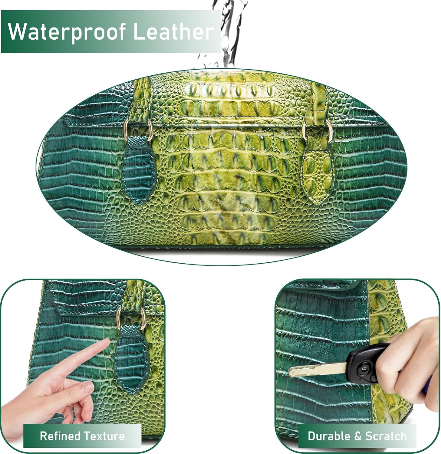 Leather Crocodile Pattern Top Handle Handbag for Women High-value Satchel Tote Purse for Ladies - Image 6