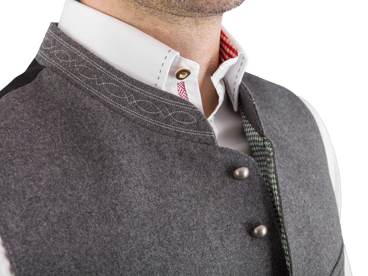 Hammerschmid Trachtenweste Max grau ohne Ärmel, klassische Lodenweste für Herren, elegantes Gilet für Männer