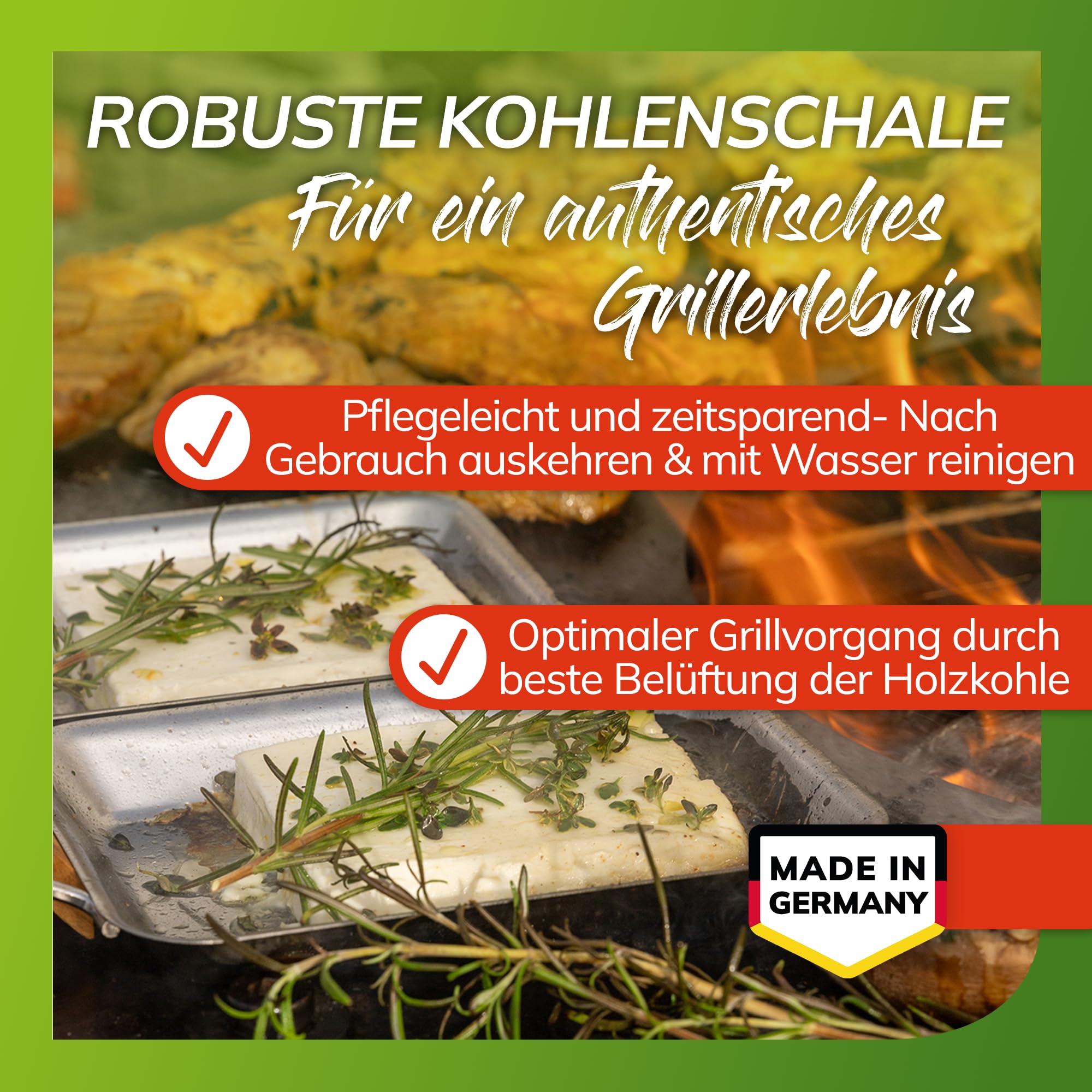 bellissa – Kohlenschale für Gabionen-Feuerstellen & Schwenkgrills 65x10cm – Robuste Feuerschale aus emailliertem Stahlblech - Grillschale perfekt für Holzkohle & Holz – Hitzebeständig & wetterfest