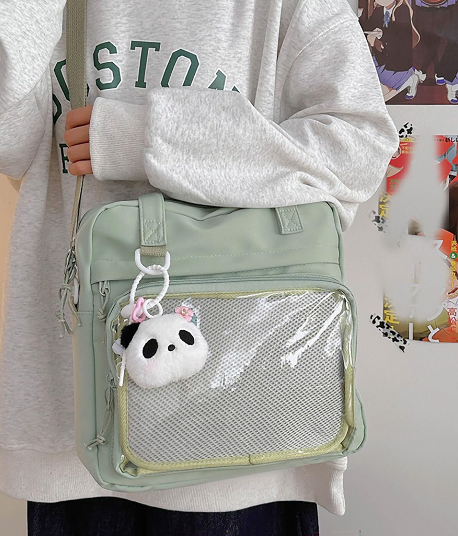 Kawaii torby crossbody dla kobiet Ita torby kurierskie urocza przezroczysta torba ITA japońskie torby na ramię w stylu anime idealne dla studentów i codziennego użytku, przezroczysta torba na ramię