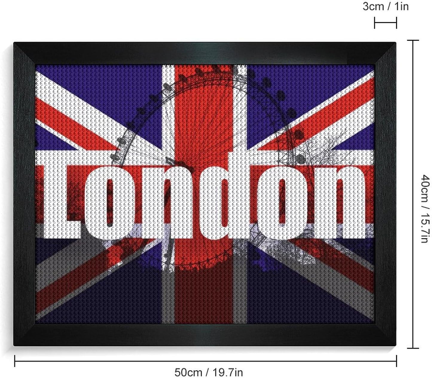 England London Eye British Printed Diamond 5D Painting Kit 16x20in DIY Full Drill Craft with Tools for Home Wall Decor Gift Blackwood 50 * 40cm