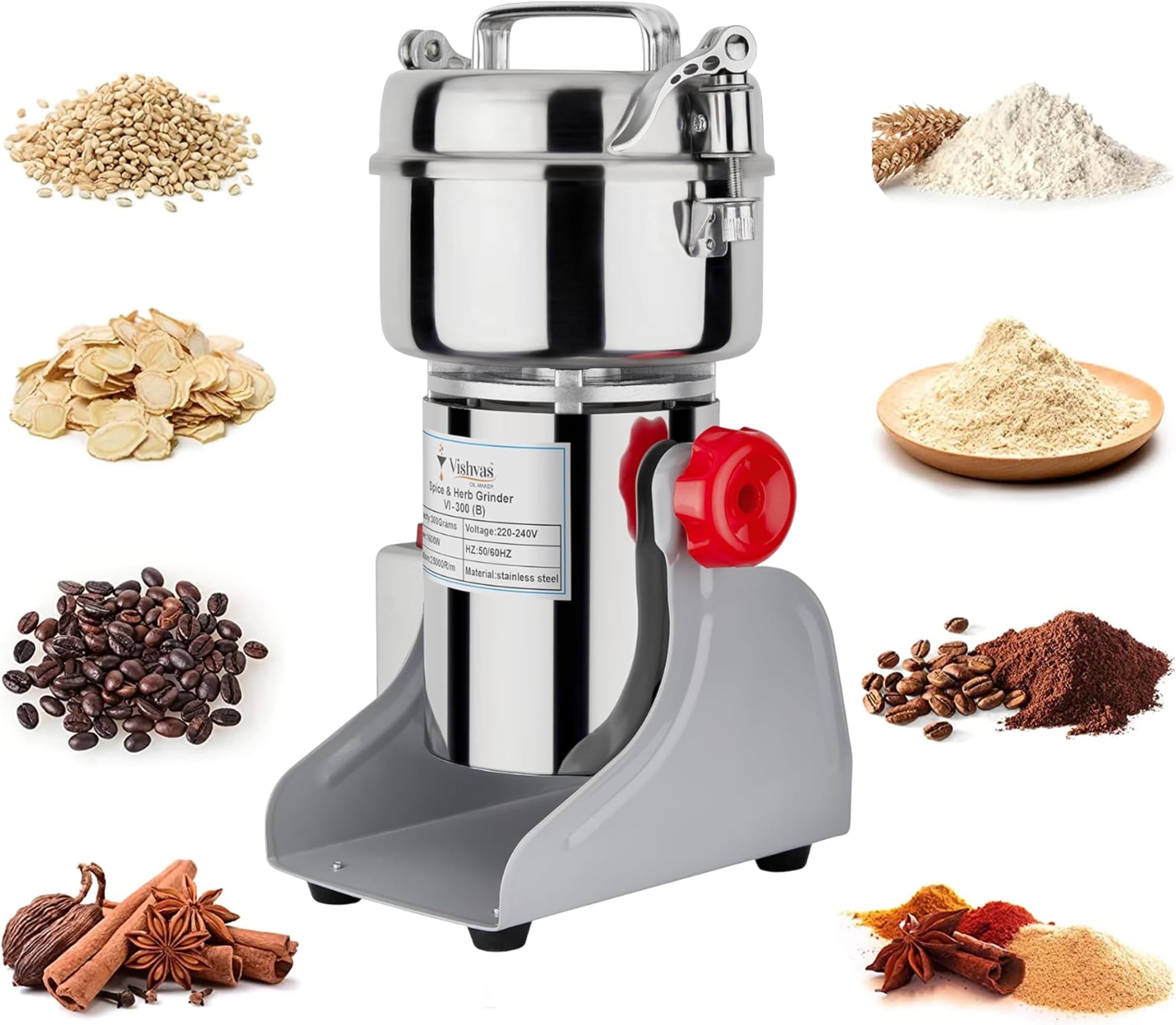 Vishvas Oil Maker Masala Grinder Machine for Home Use with 300gm Dry Masala Spices Mixer Grinder Machine 300 GM (White)