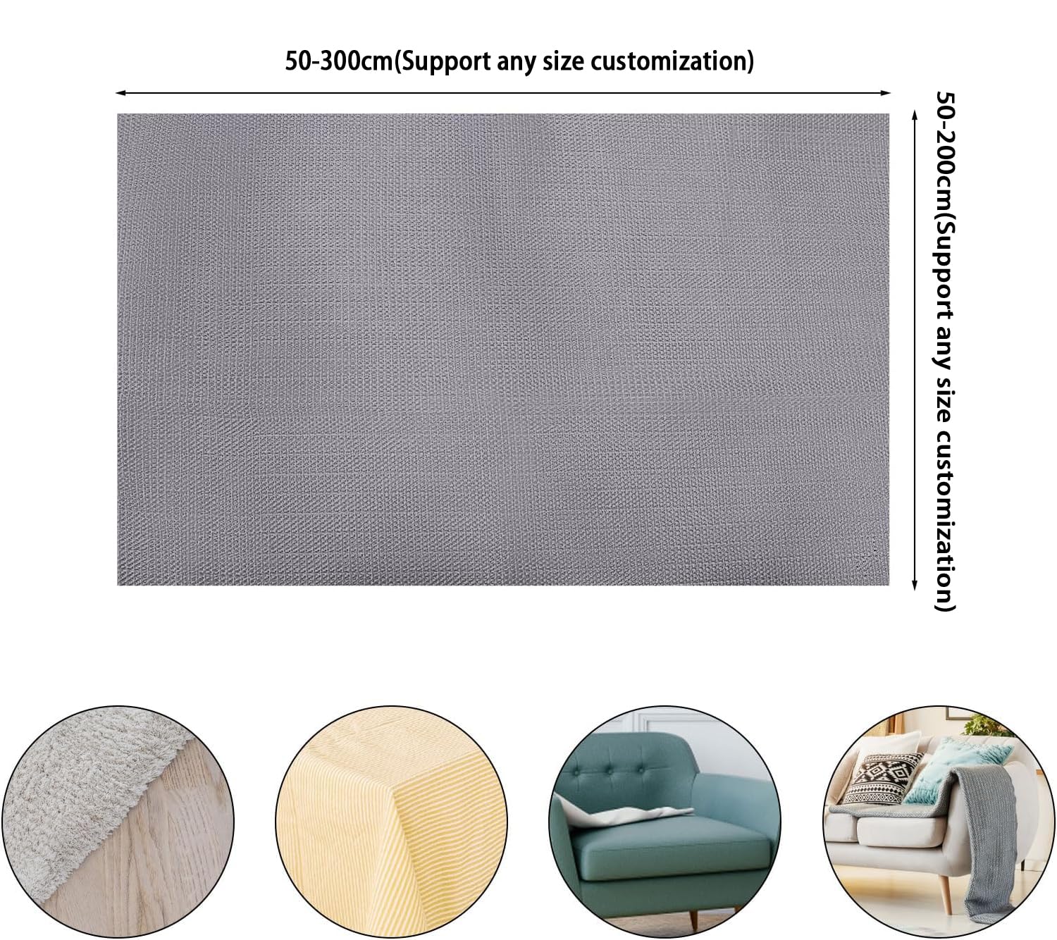 Anti Rutsch Teppichunterlage 200 x 230 cm Waschbare Und Wiederverwendbare, Universal Teppichunterlage/Teppich Antirutschmatte Universell Einsetzbar für Alle Böden, Grau