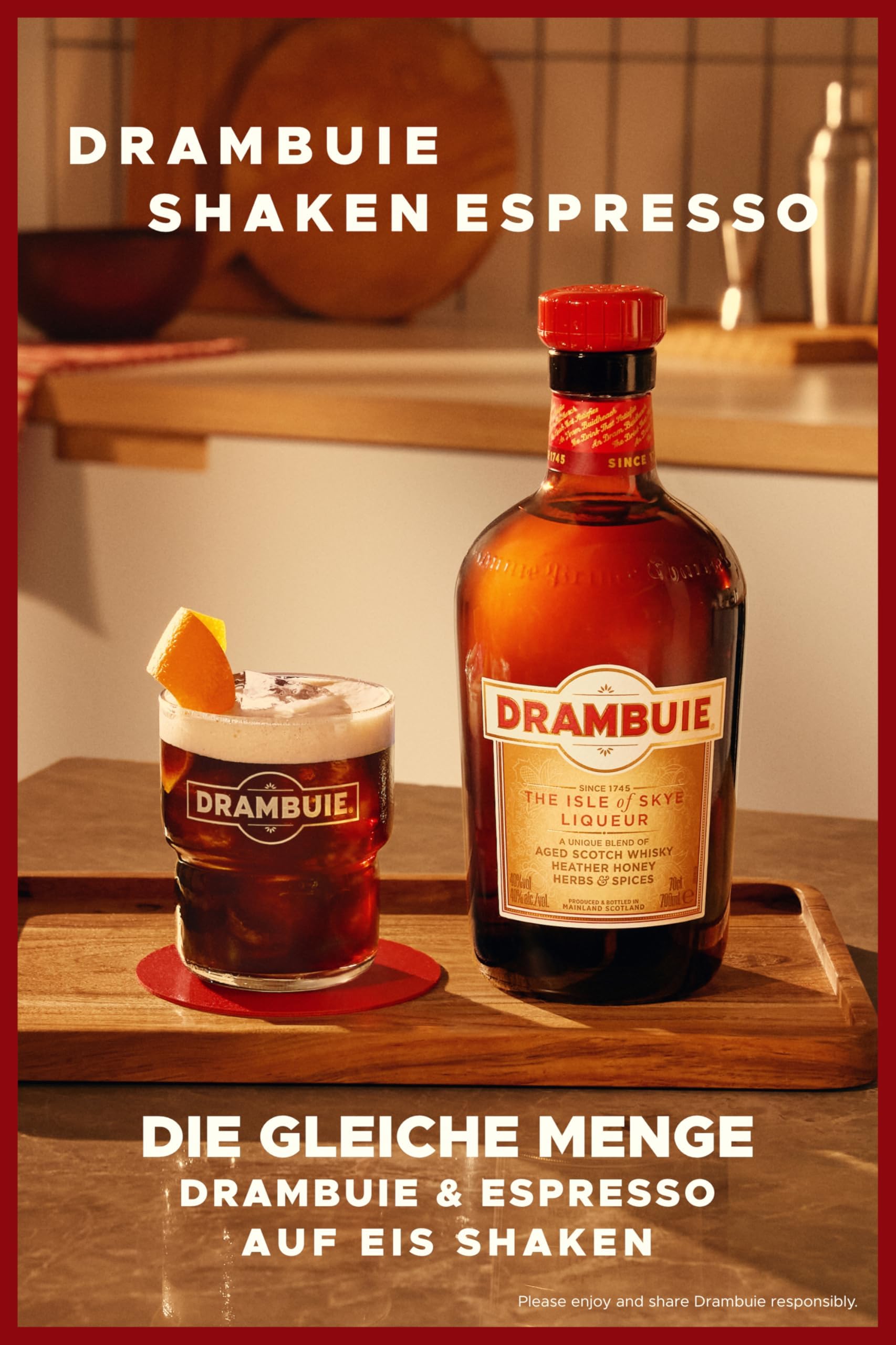 DRAMBUIE – Scotch Whisky Likör – Mit Heidehonig, Kräutern & Gewürzen – Süß, würzig & komplex – 40% vol. – 0,7 l