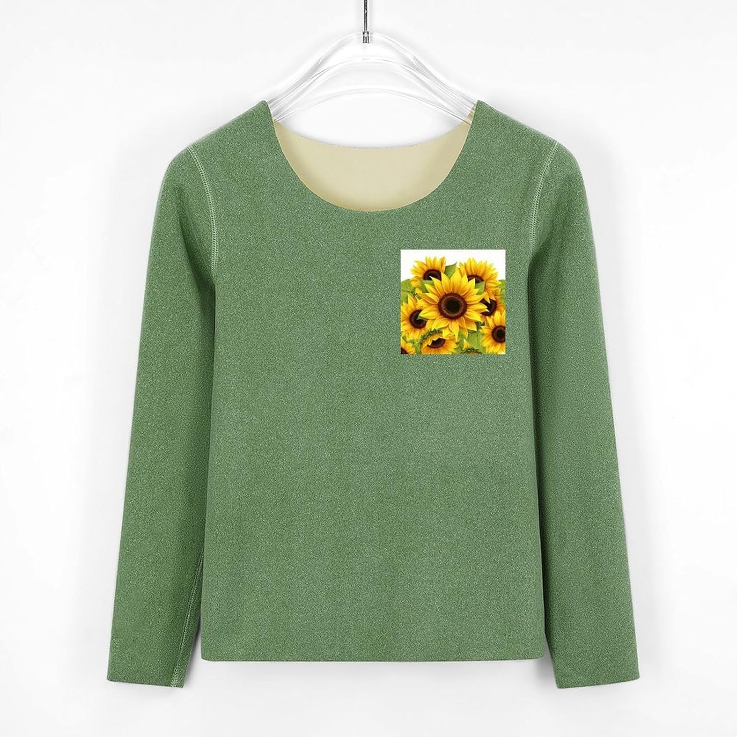 Women's Fleece Lined Thermal Set - Cold Weather Long Johns Ultra-Soft Sunflower Printed Base Layer