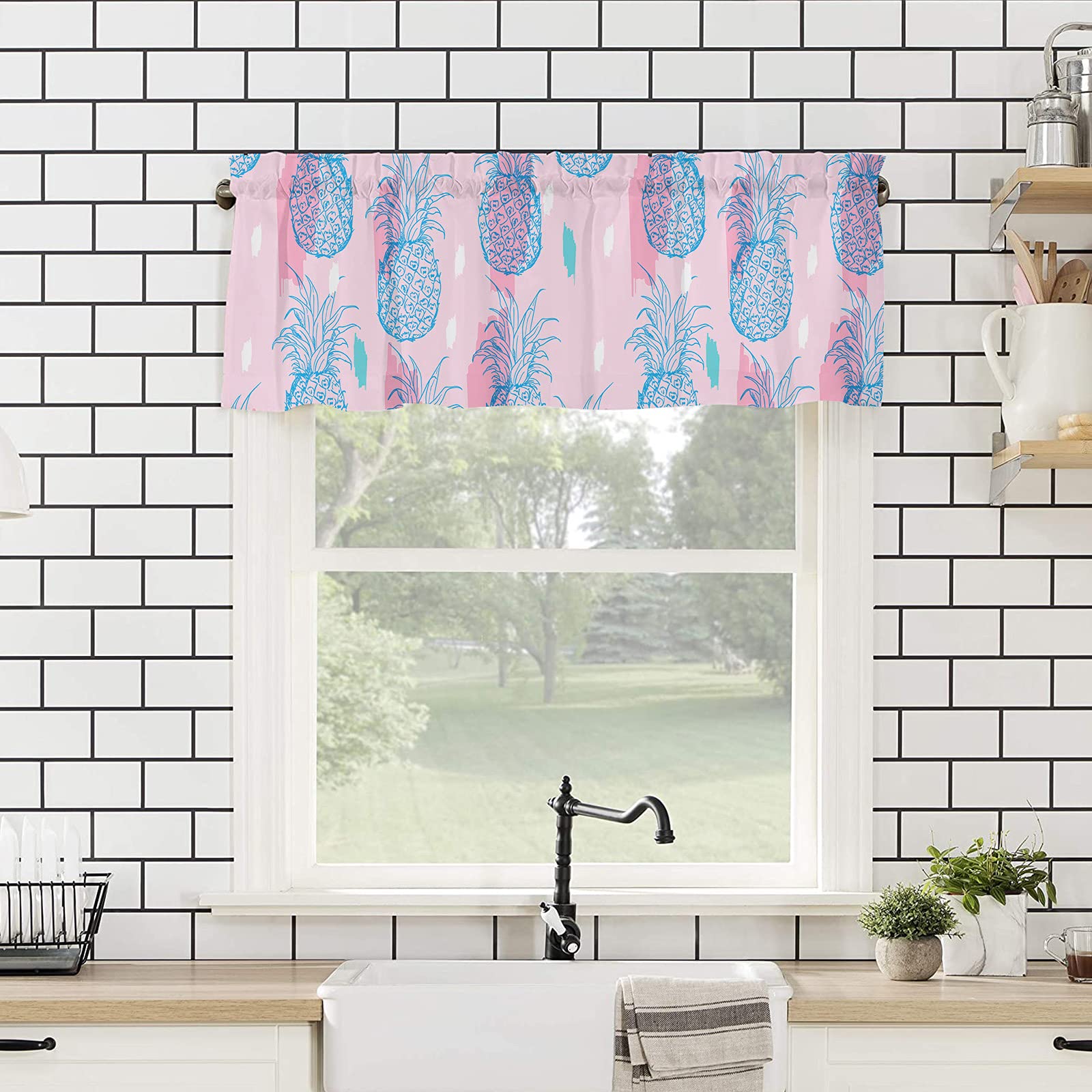 Luvyohmee Mantovana per tenda stampata con ramo di albero, mantovana lunga 45,7 cm, per cucina, bagno, sala da pranzo, soggiorno, camera da letto e cameretta dei bambini, 1 pannello