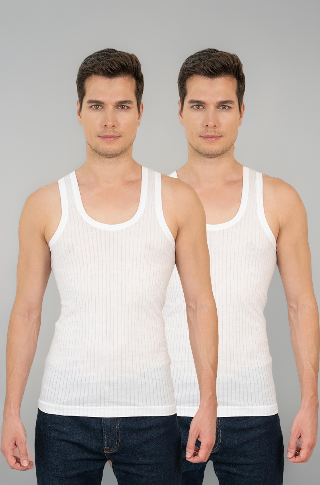 Lux Cozi Men's Pack of 2 White Premium Cotton Round Neck Vest