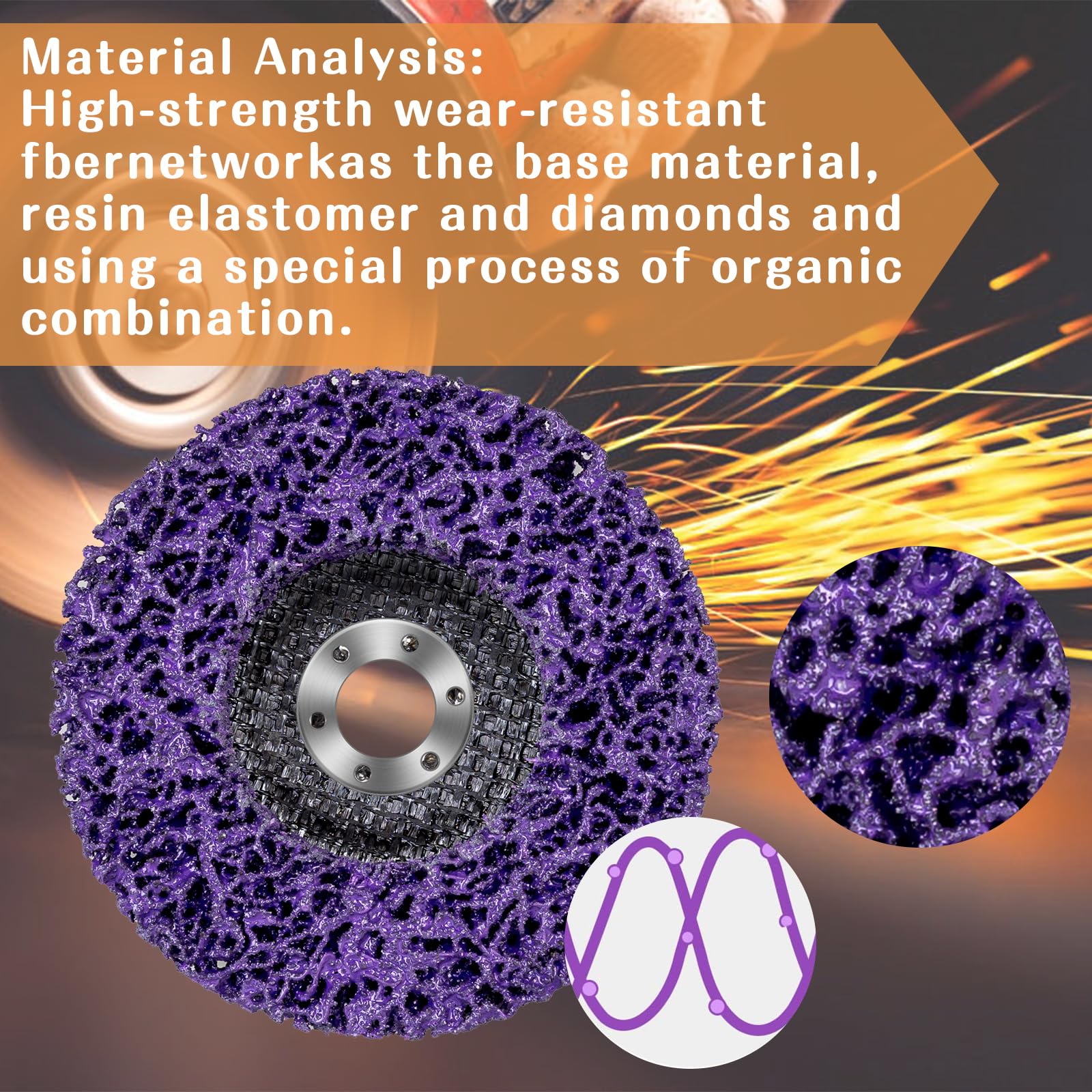Lot De 10 Disques De Nettoyage Et De Décapage En Nylon, Pour Meuleuse D'angle, Diamètre : 100 Mm Lilas 86995859