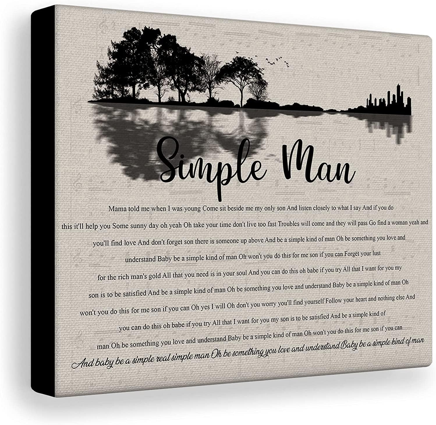 DTD GLOBAL Simple Man Lyrics Wall Art Print Canvas Home