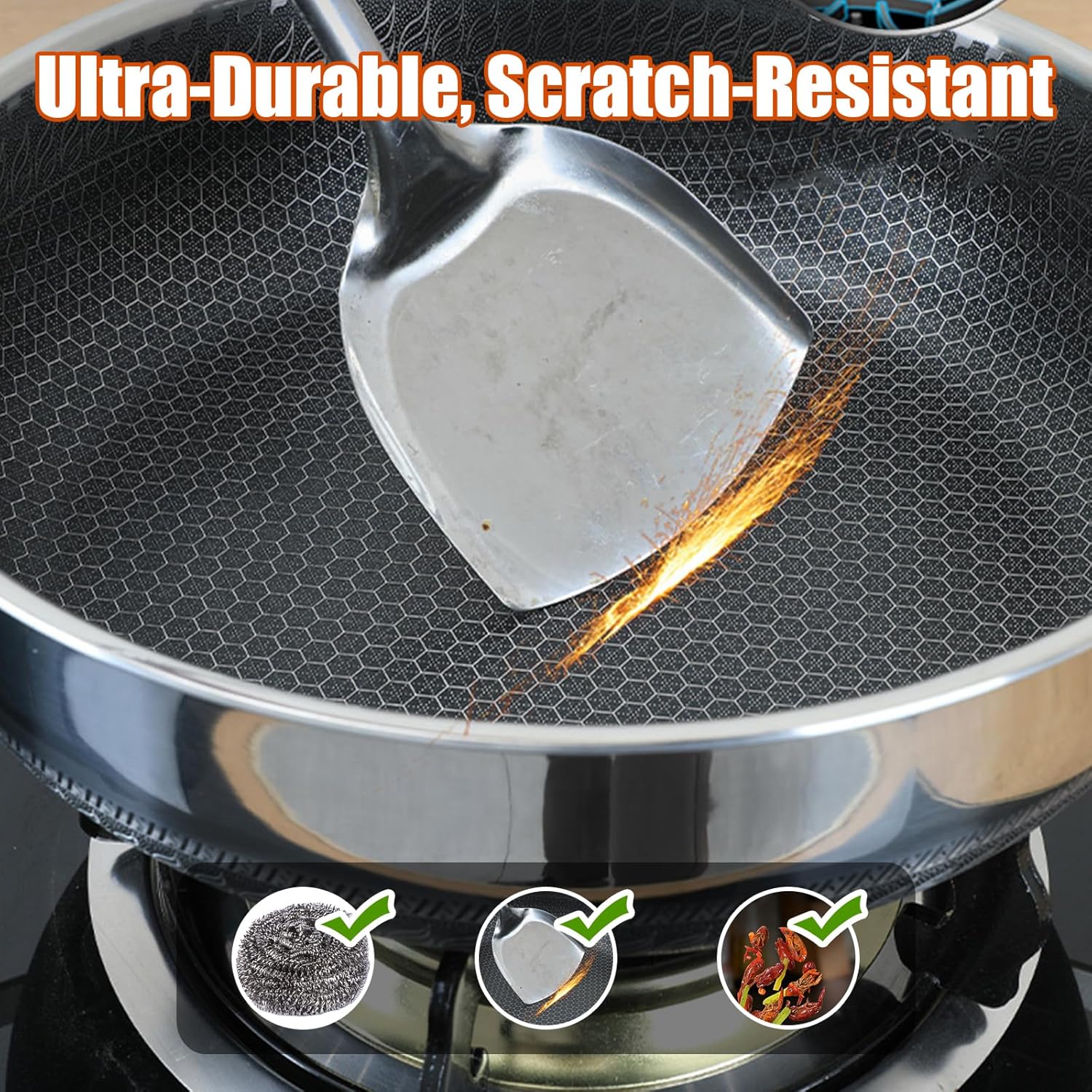 Hybrid Stainless Steel Non-stick Saute Pan With Lid, Induction-compatible Large Skillet, Dishwasher & Oven Safe, Perfect For Professional Chefs One Color 10.24IN