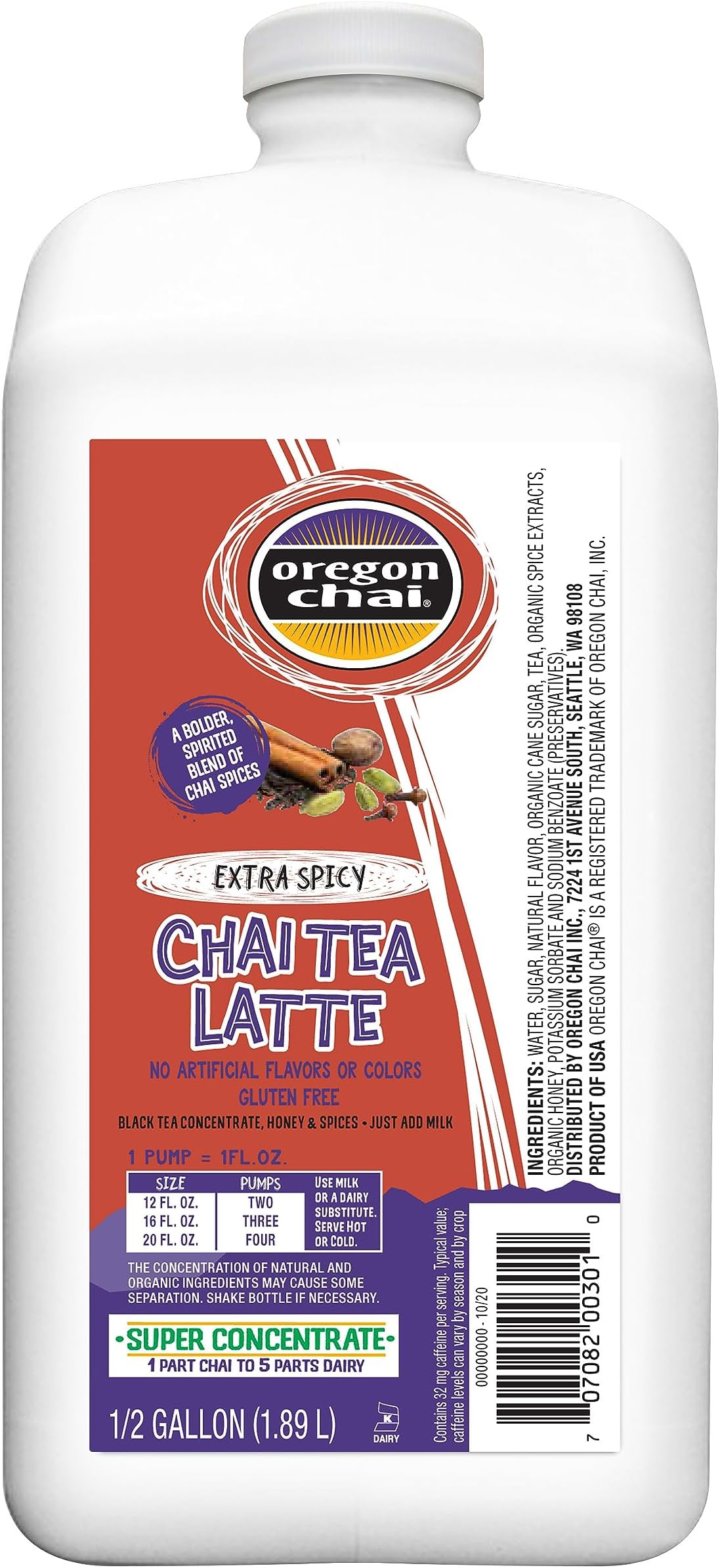 Oregon Chai Extra Spicy Super Concentrate, 64 Fluid Ounce (Pack of 1)