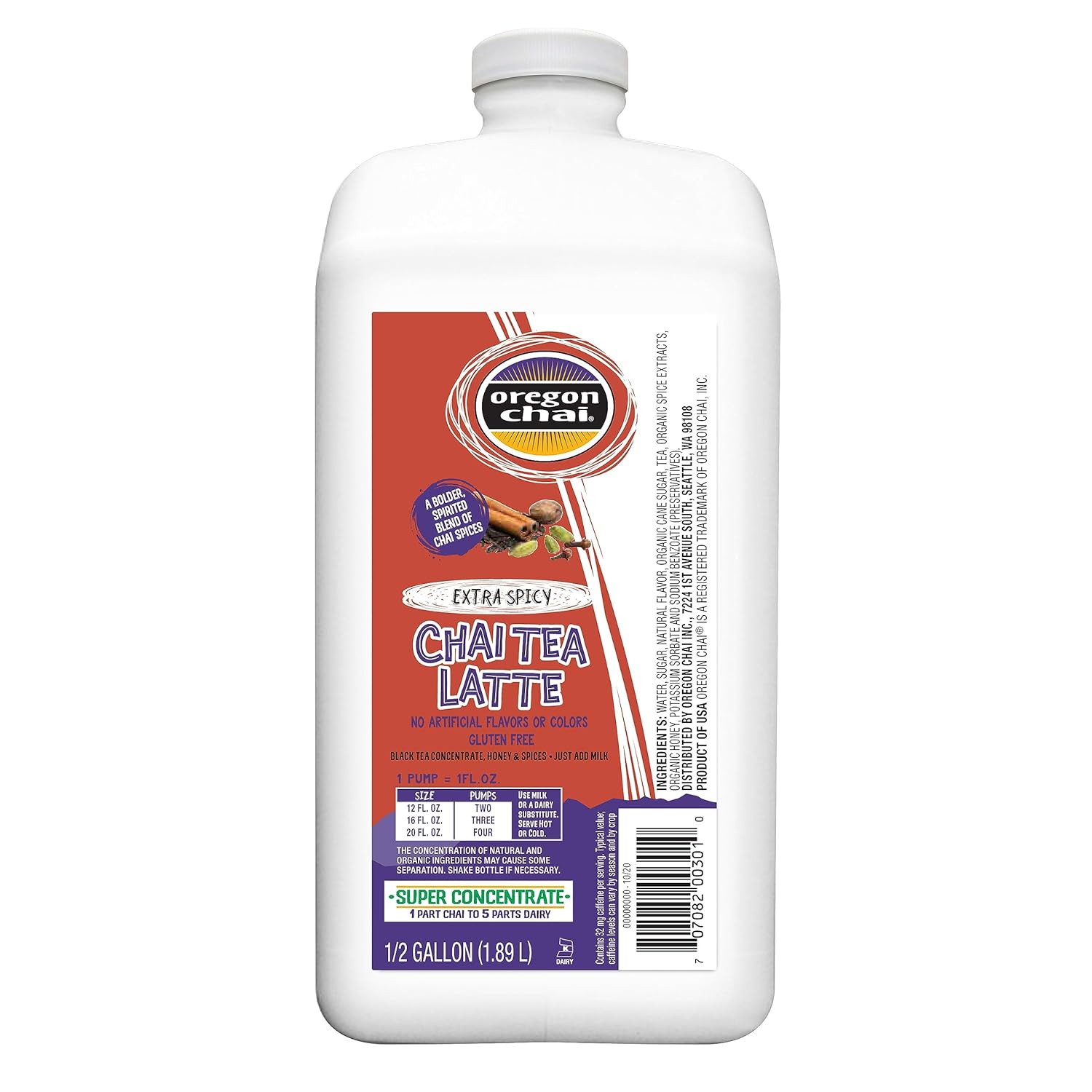 Oregon Chai Extra Spicy Super Concentrate, 64 Fluid Ounce (Pack of 1)