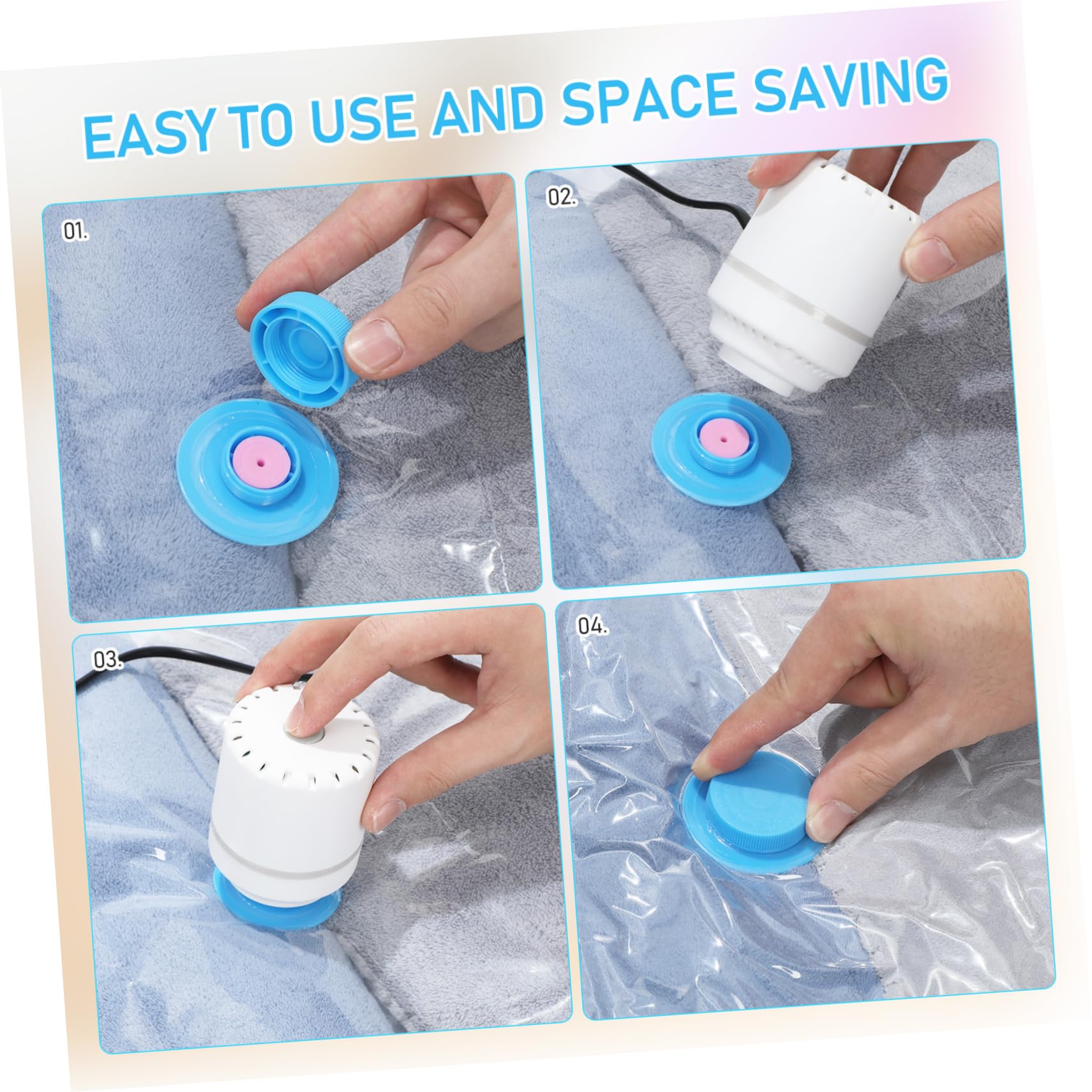 KOMBIUDA Sacchetti Sottovuoto 3 Pezzi Con Pompa Elettrica Per Viaggi E Conservazione Di Vestiti E Oggetti Riutilizzabili E Resistenti