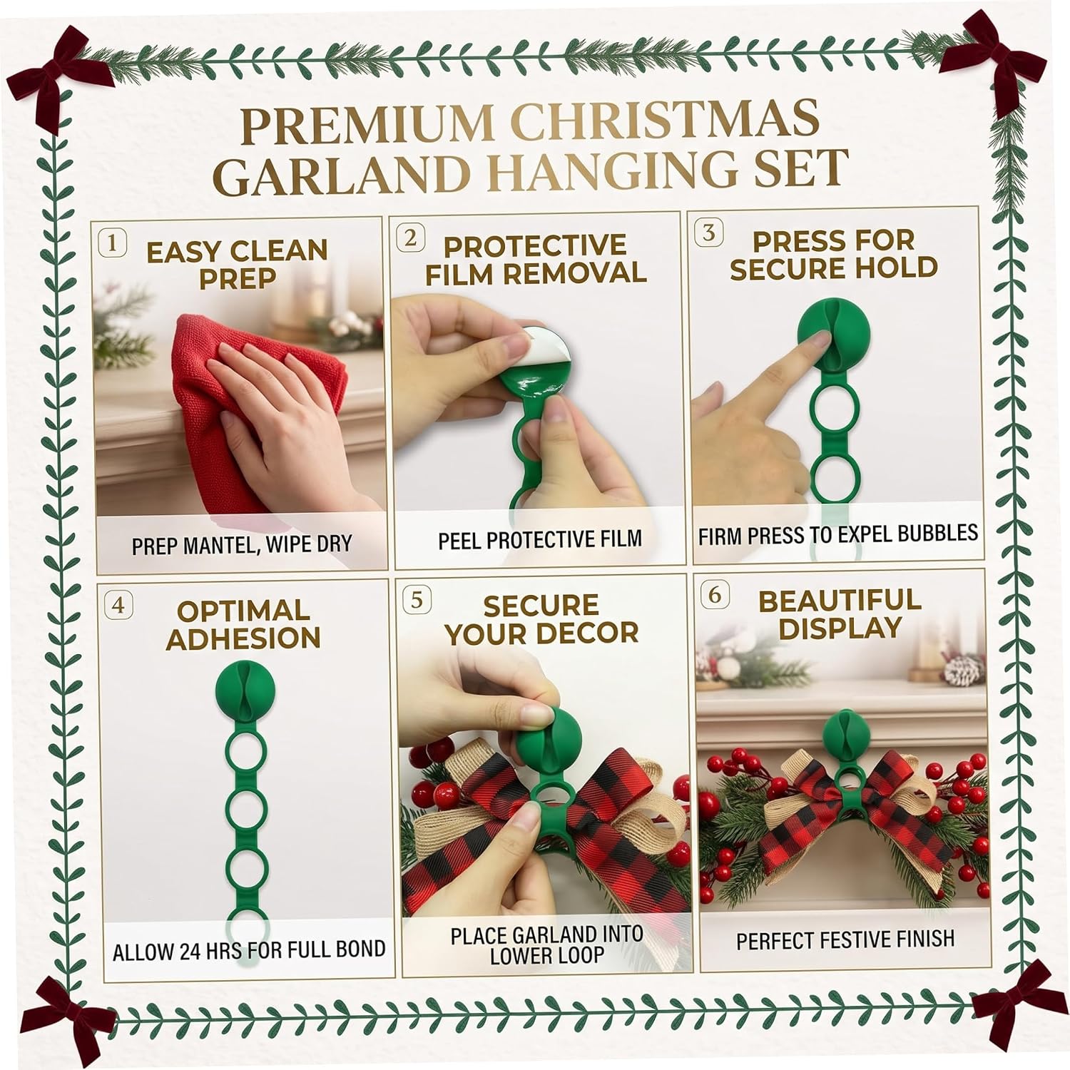 Garland Hanger, 12PCS Multi-Use Adjustable Wreath Hanger, Gray