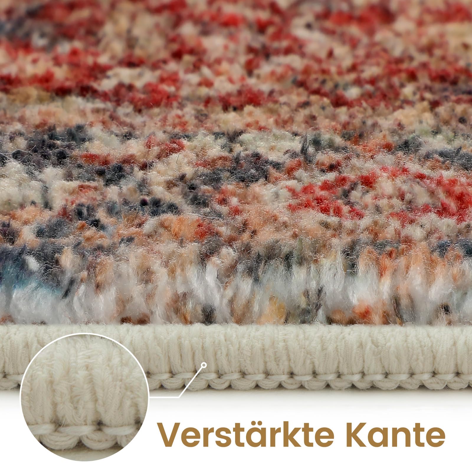 Vintage Teppich Wohnzimmer 160x230 cm Waschbar, Braun/Mehrfarbig | Rutschfester Groß Retro Rugs for Living Room, Kurzflor Weich Carpet für Schlafzimmer, Esszimmer, Büro
