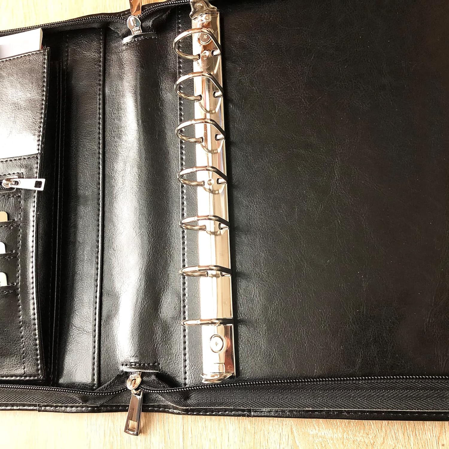 Business Check Book 7 Ring Binder, Microfiber Leather Portfolio for 3-Up Business Size Checks, 600 Checks Capacity for 9 x 13 inch Sheets, Vegan Leather Checkbook Holder