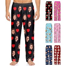 Custom Pajamas Pants for Men Women, Personalized Pajama Pants with Pet Face, Customized Funny Pjs Bottoms Gifts for Christmas