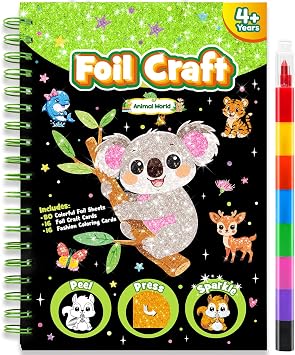 LIKYMO Foil Art, Foil Craft, Birthday Presents Craft Kits for Kids-Animals
