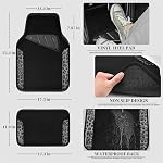 CAR PASS Imperméable Universal Car Tapis de sol, imprimé léopard Car Mats pour SUV,Vannes, sedans, camions, ensemble de 4pcs Car Tapis avec talon de conducteur et dos de nichons, Leopard Car Accessoires Gray Leopard