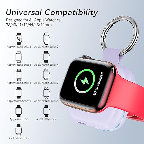 Miniatura 4 de Portable Travel Charger for Apple Watch Series 8,Wireless iWatch Charger 1200mAh Power Bank with Charging Cable, Purse Keychain Smart Chargers for