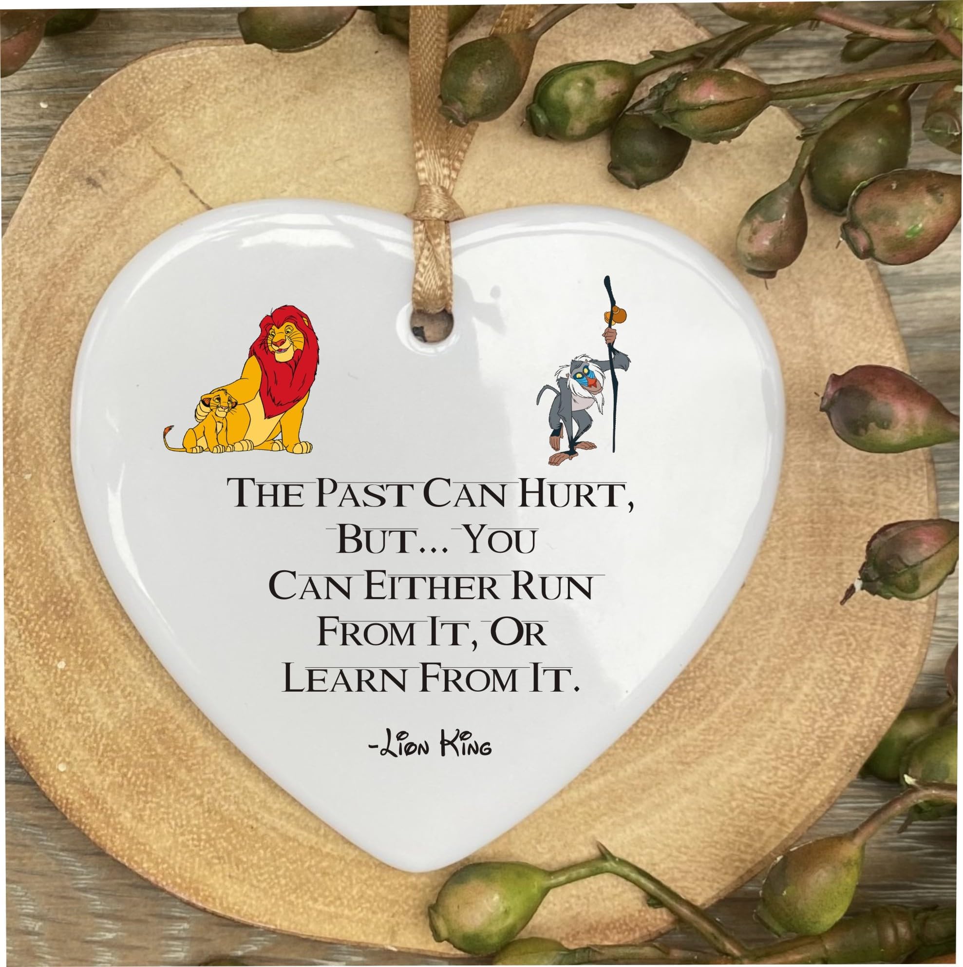 Lion K Walt D The Past Quote Ceramic Heart Shape Plaque Gift Sign cr4