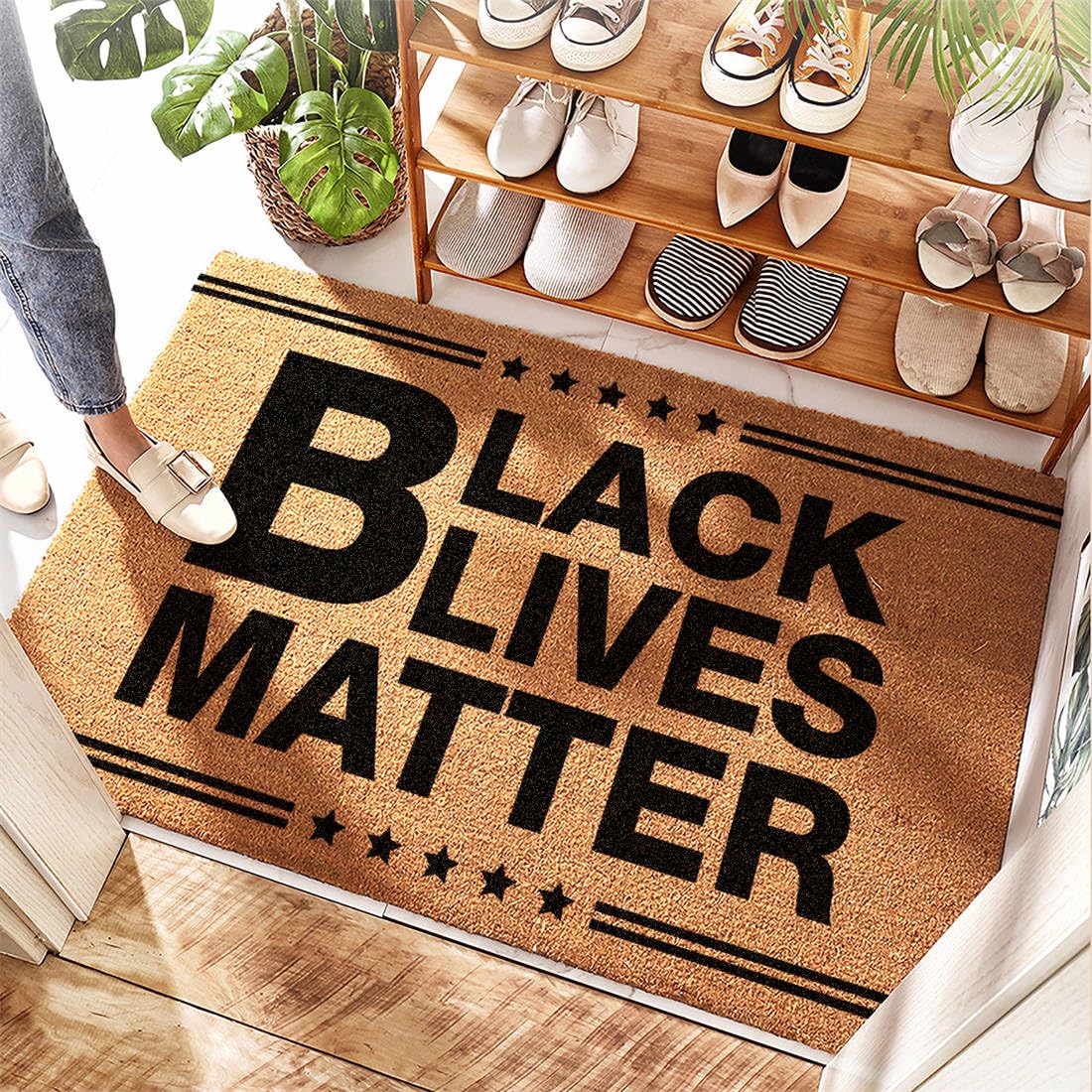 Paillasson Black Lives Matter 50x80 cm lavable et tapis de cuisine antidérapant floral