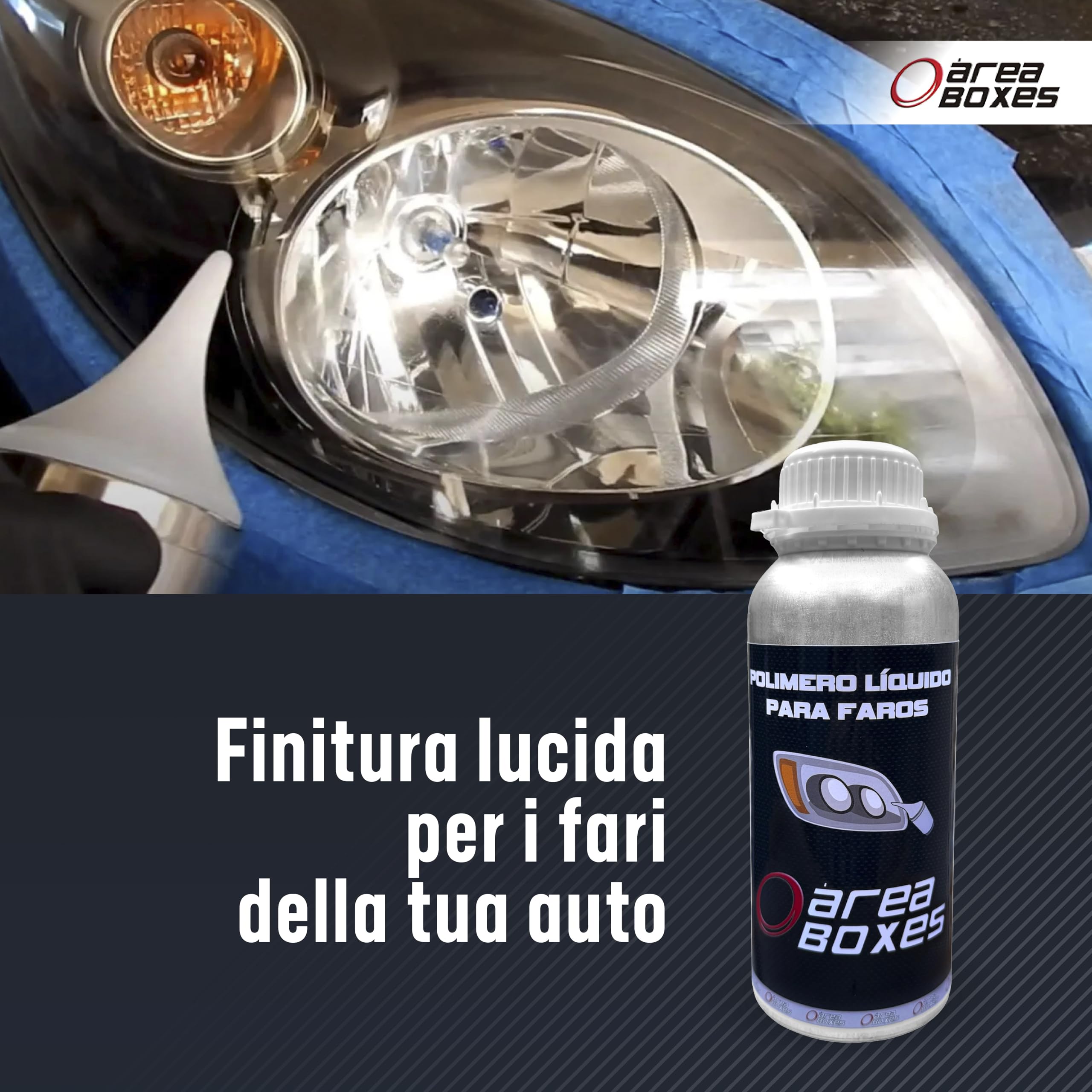 Kit Ripristino Fari Auto con POLIMERO Liquido. Kit Completo di Polimeri Rapido E Semplice, Tutto Il Cecessario per Ripristinare i Tuoi Fari Completamente Come Nuovi. (Solo)