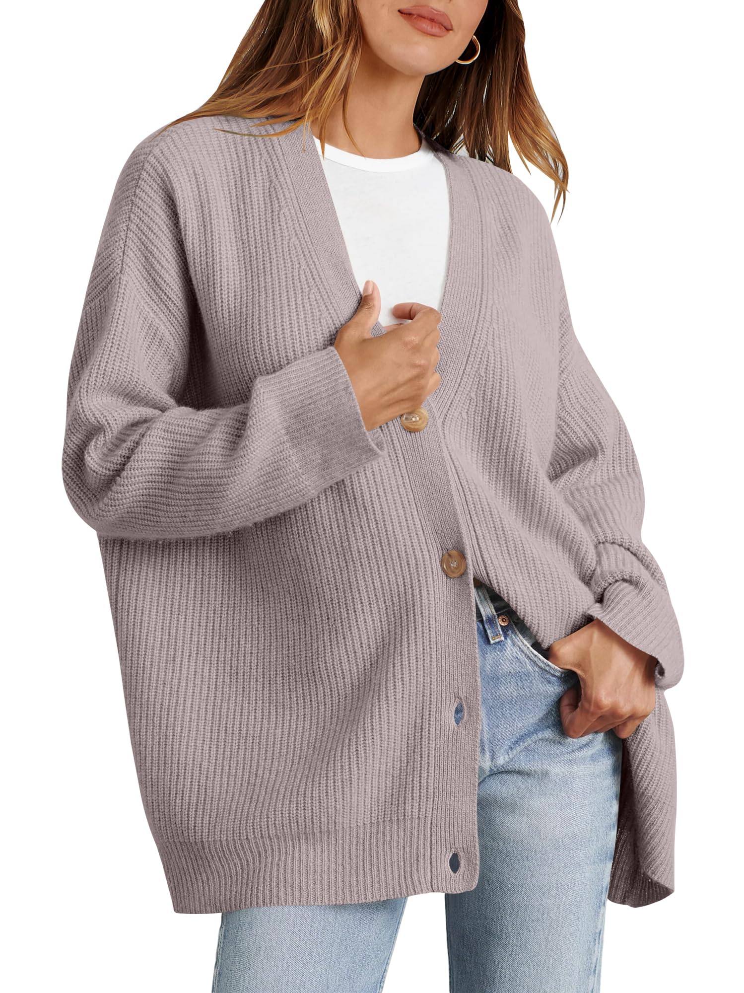 Caracilia Women's Oversized Cardigan Sweaters Long Sleeve Button Down Open Front Knit Sweater 2024 Fall Fashion Outfits