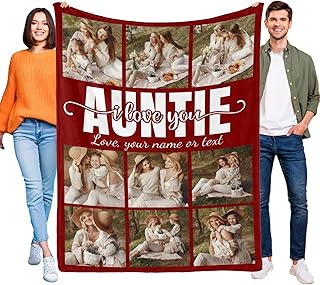Personalized Aunt Blanket Gifts Custom Blanket with Photos Blankets for Aunt Picture Throw Blankets Customized Christmas Birthday Gifts from Niece Nephew