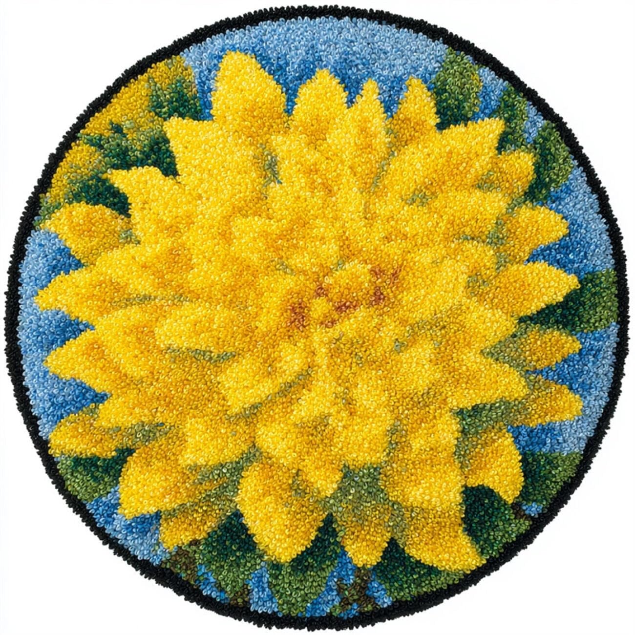 Kitquiver Latch Hook Kit Rug Golden Chrysanthemum 60x60cm