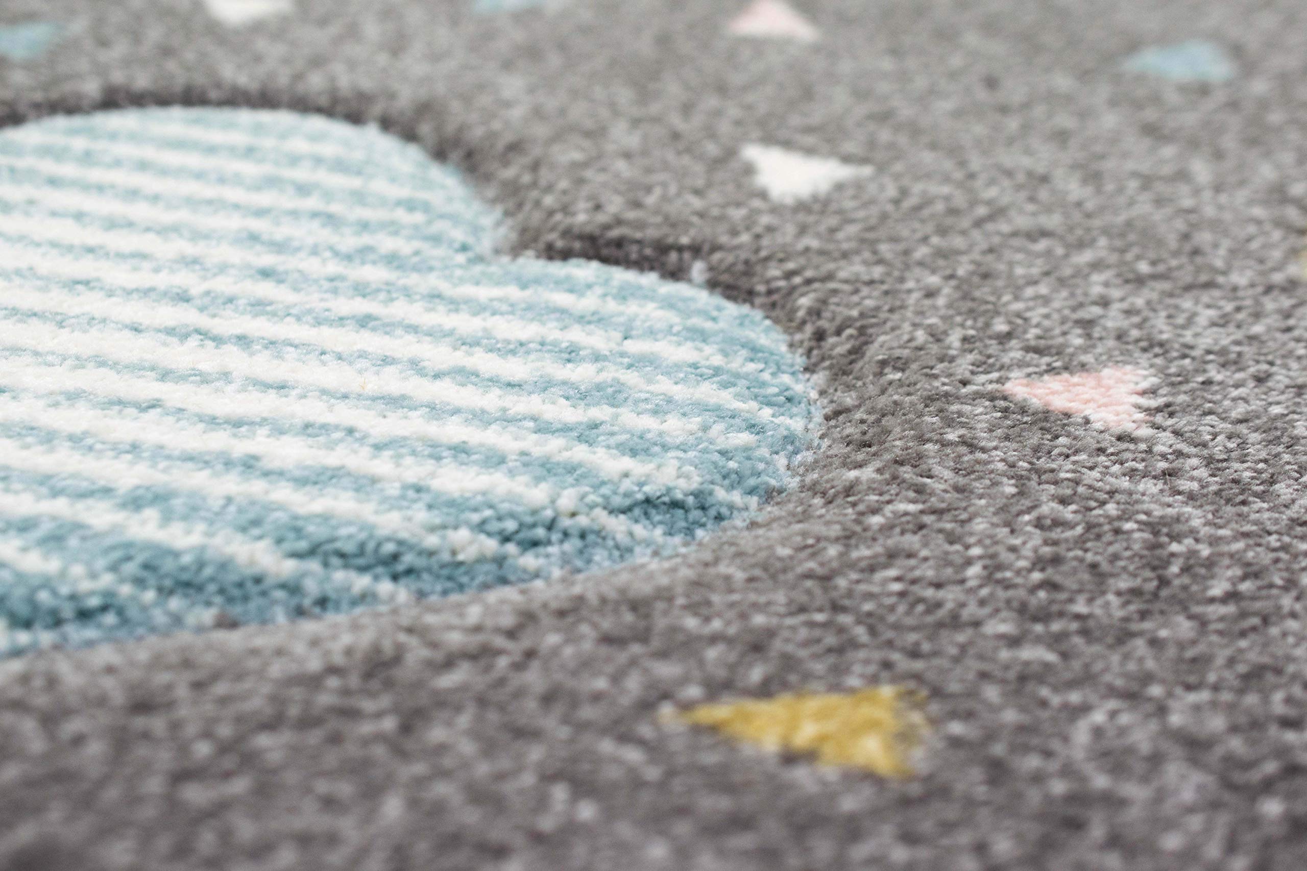 Teppich-Traum Nuage Tapis pour Enfants Tapis de Chambre pour Enfants Gris Bleu Rose Größe 160 cm Rund