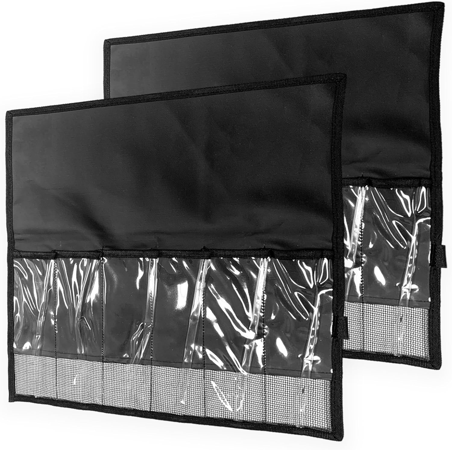 Sanhu 6 Pocket Lure Bag 2 Pieces Black, Lightweight Tackle Bags, Multi Compartment Fishing Gear Organizers for Anglers