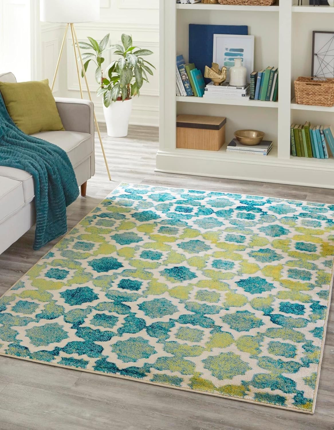 Rugs.com Azalea Collection Rug – 10' x 14' Blue Medium Rug Perfect for Living Rooms, Large Dining Rooms, Open Floorplans