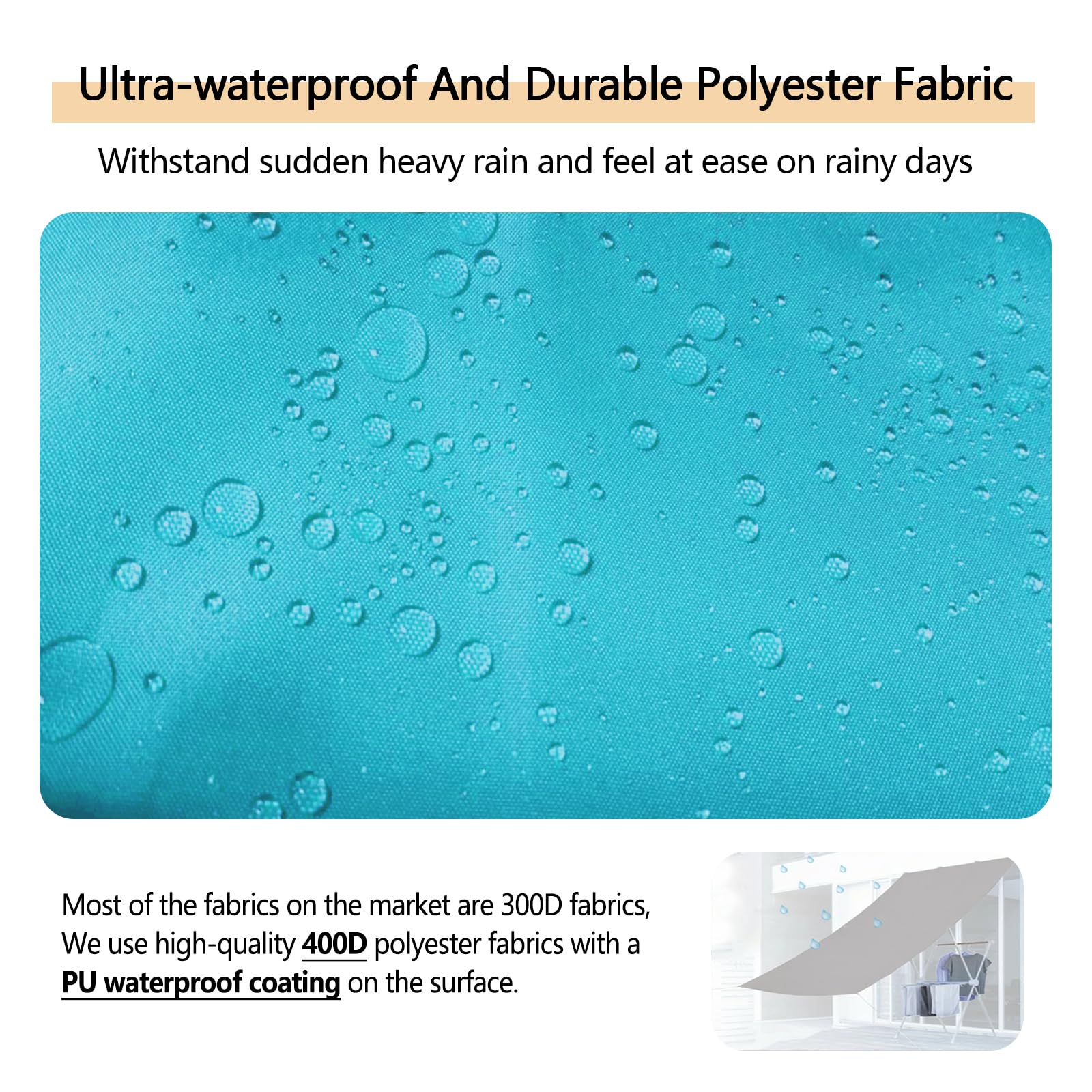 Telone rettangolare impermeabile, 60 x 100 cm, con occhielli, protezione dai raggi UV, copertura parasole per balcone, terrazza, giardino, colore blu, baldacchino per esterni, resistente alle