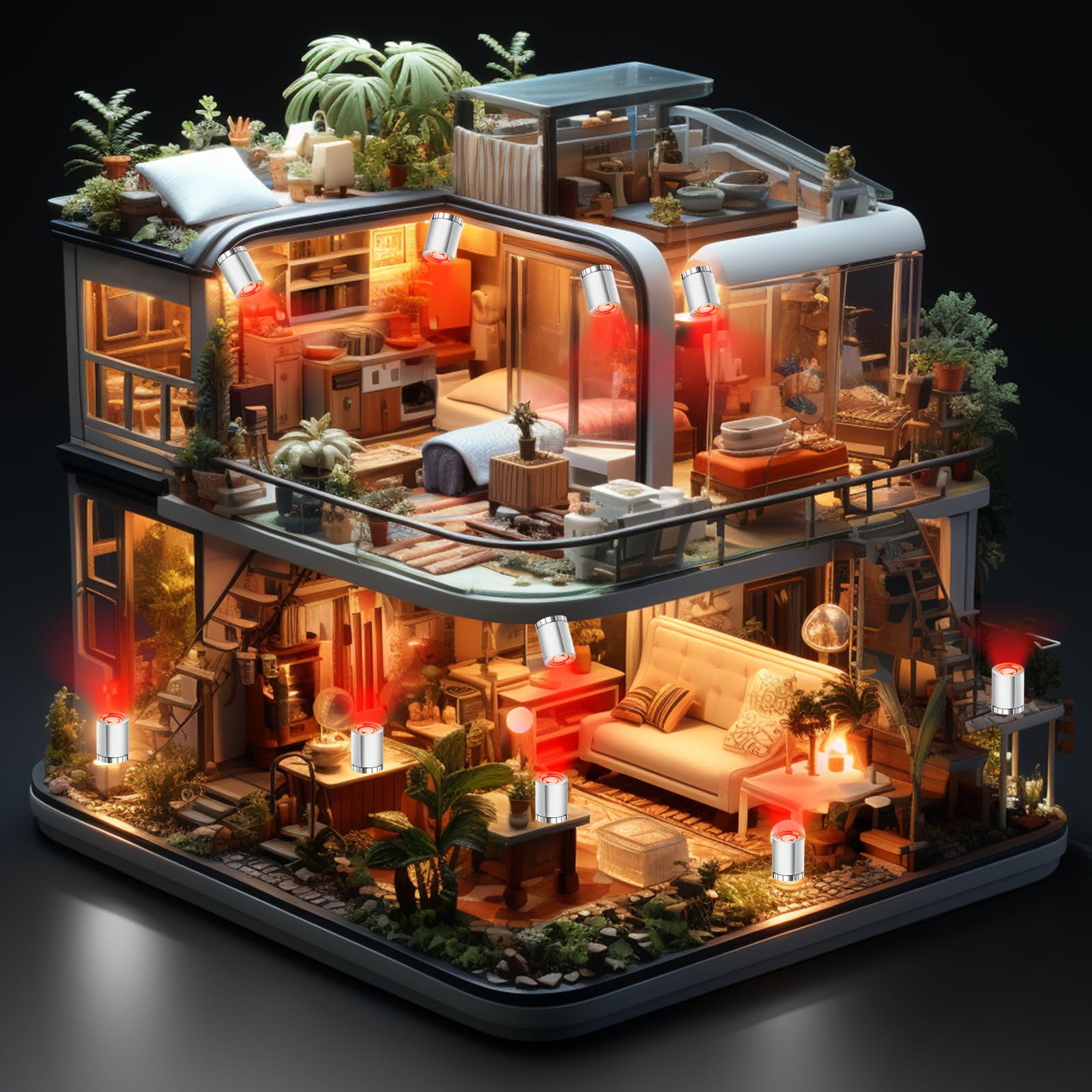 Joycabin 30 Mini Luci LED Blu Per Casa Delle Bambole, Illuminazione In Miniatura Fai-da-te, Con Batterie E Adesivi, 1x1,5 Cm