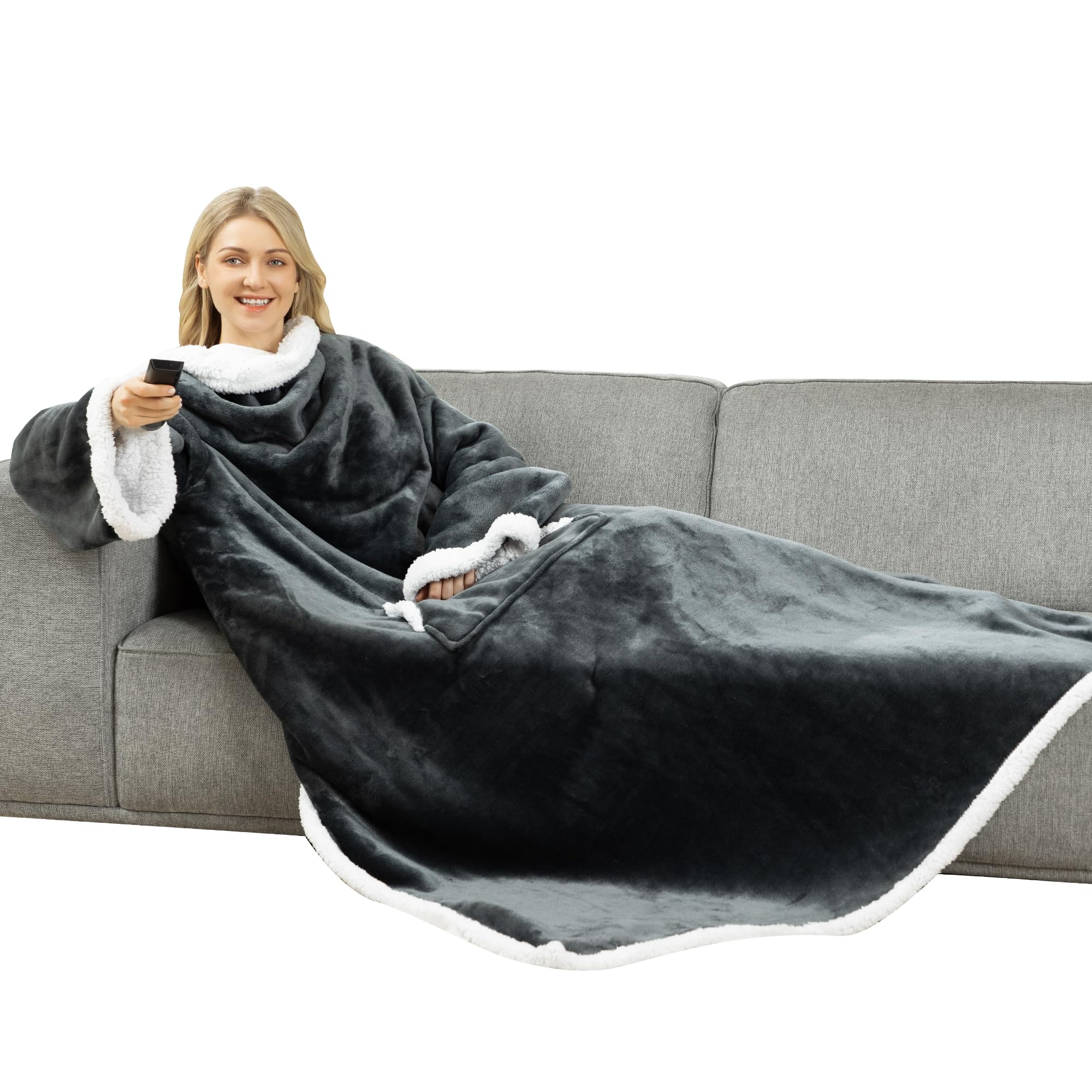 Wearable Blanket with Sleeves,Super Soft Blanket for Adult Women
