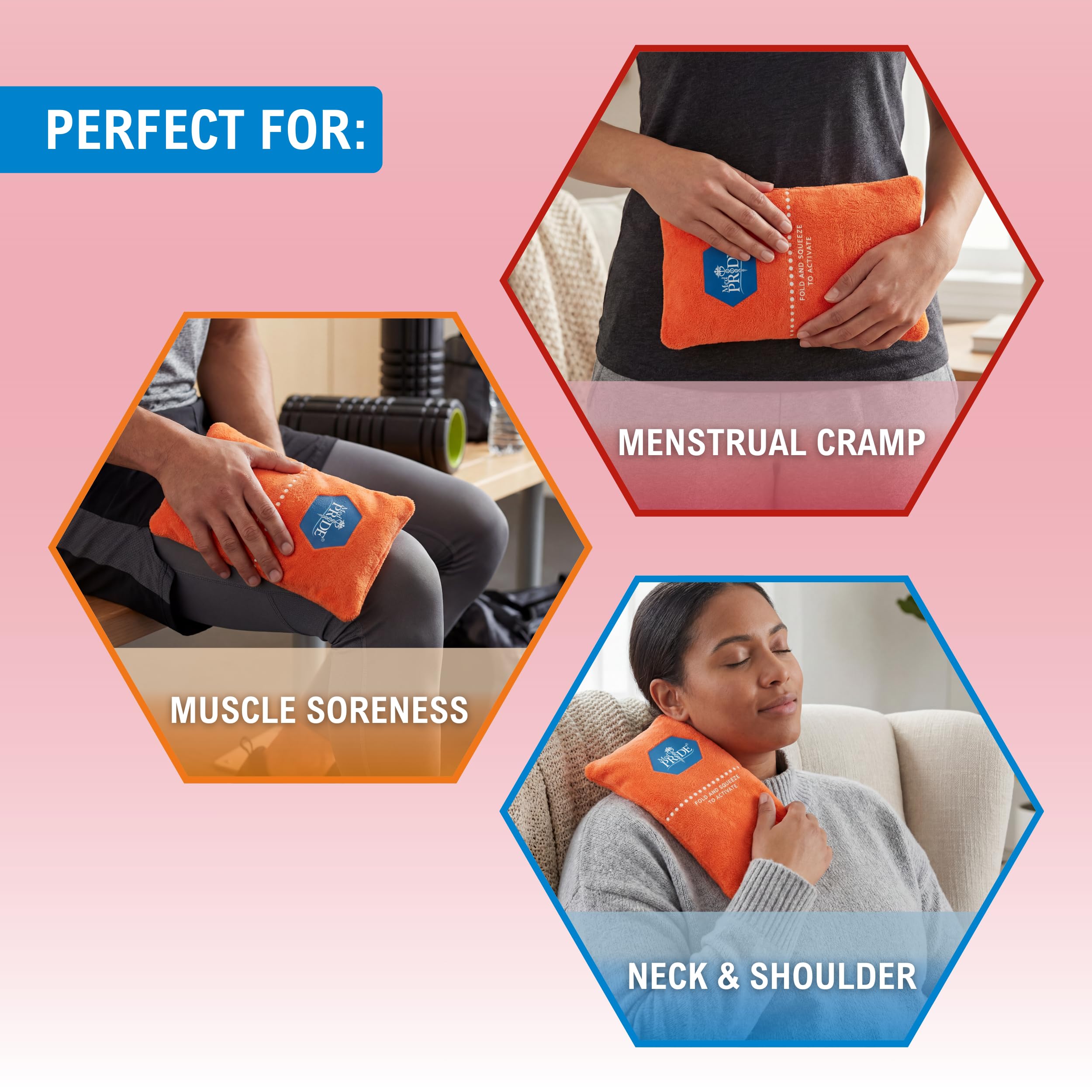 MED PRIDE Compresas calientes instantáneas | 5” x 9” paquetes, paquete de 24 | desechable, bolsa de calentamiento instantáneo para el dolor de cuello, hombros, brazos, músculos de la pierna